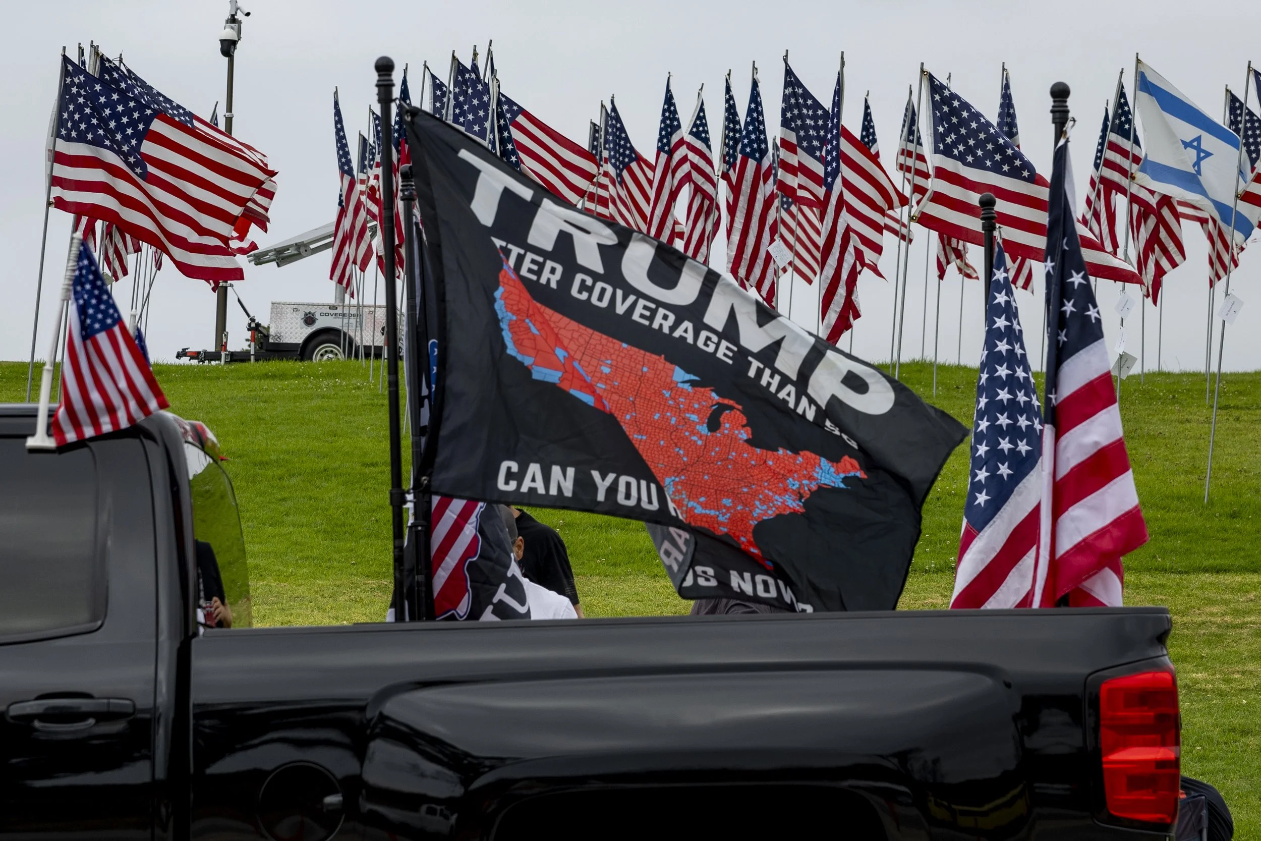 The 805 Patriots, a pro-Maga group, gather at Pepperdine University in Malibu, Calif., on Saturday, Sept. 13, 2025, for a remembrance cruise dedicated to the victims of 9/11 and Charlie Kirk.(Jake Crandall | The Corsair)