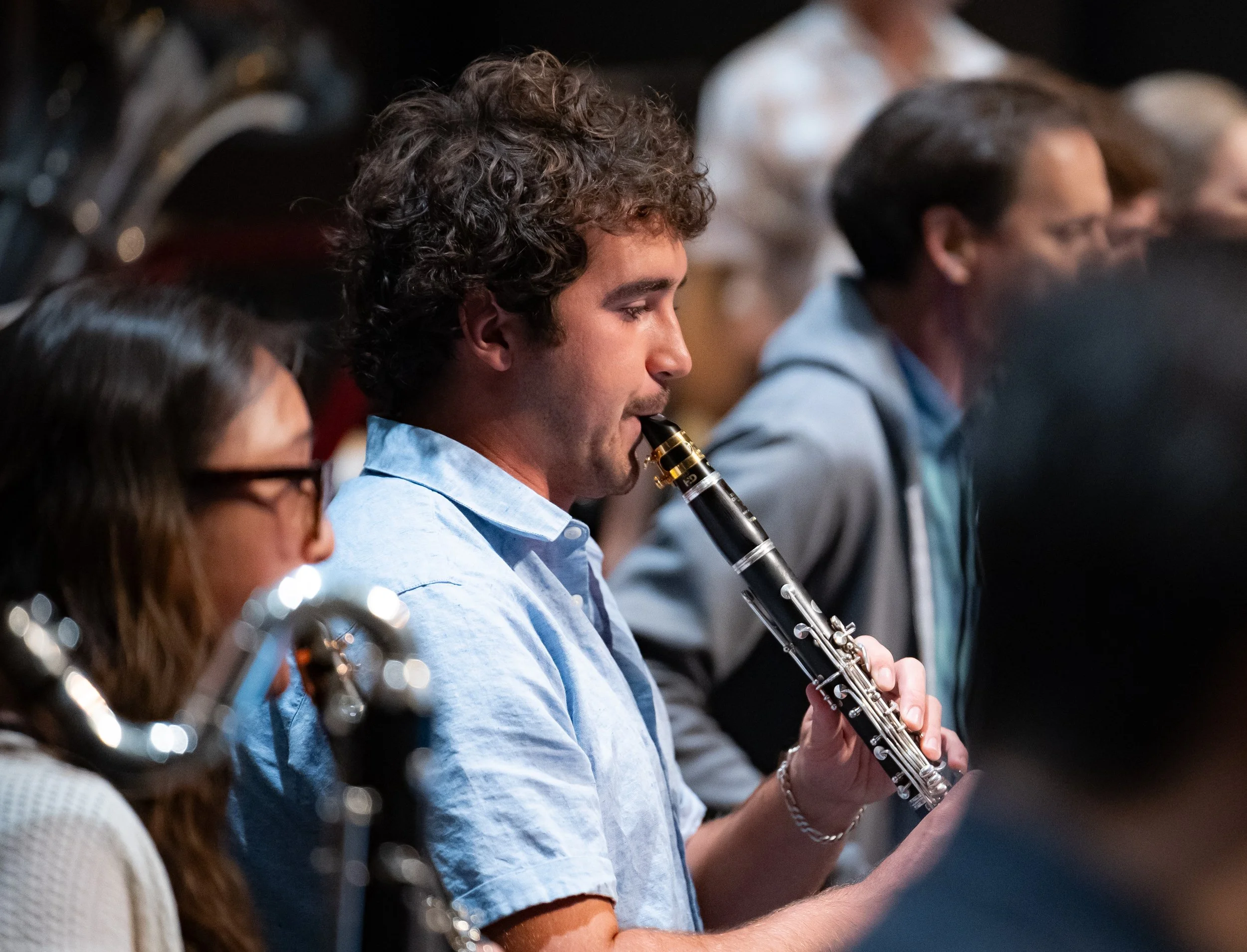 Louis Milne, principal clarinet, dress rehearses Orchestra Santa Monica’s "Classical Jukebox" program for the same day's performance at BroadStage on September 7, 2025 in Santa Monica, Calif. (Elizabeth Bacher | The Corsair)