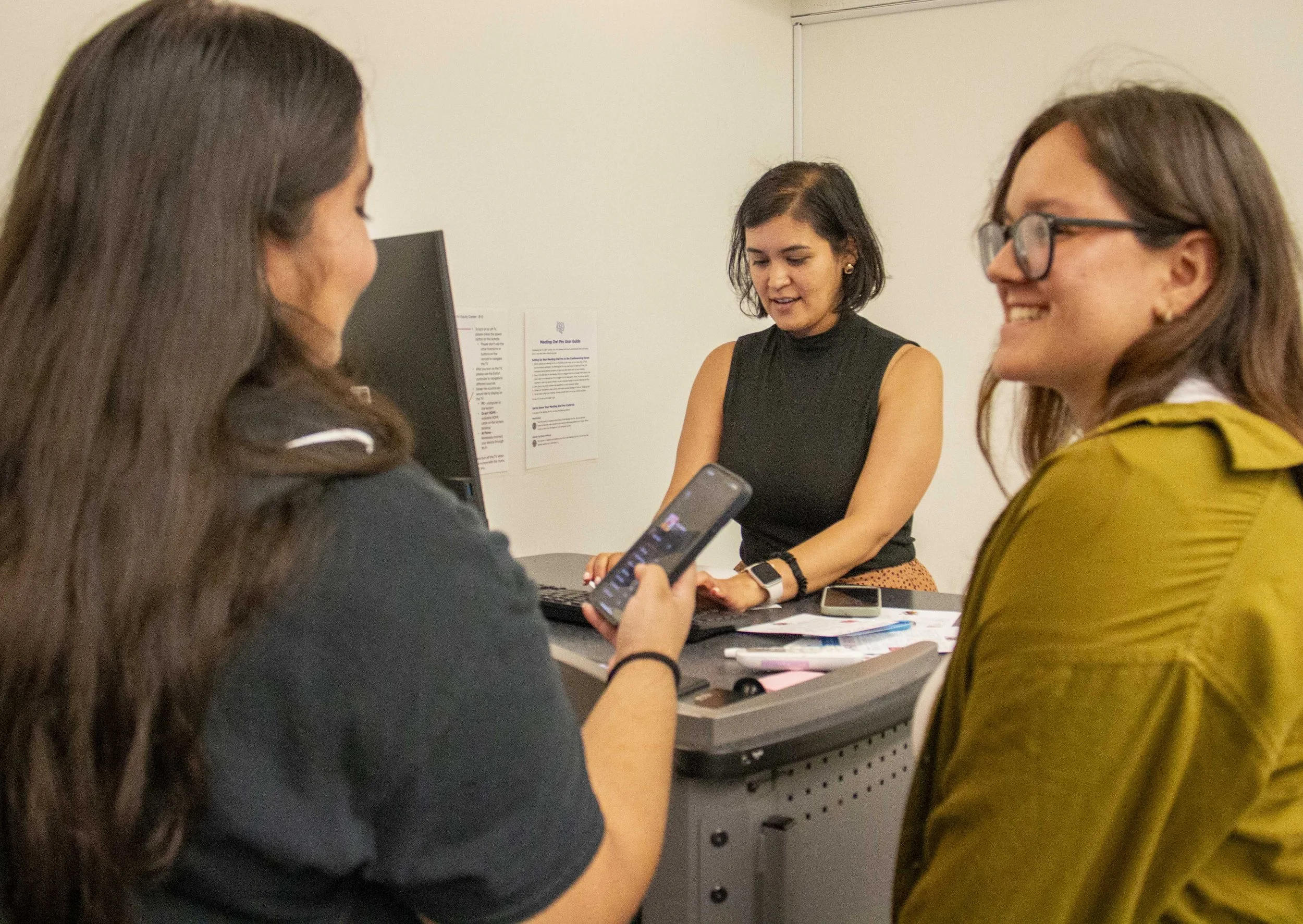 Santa Monica College students and Valena Garcia, the Project Manager of the Latinx/e Connect event, during the event at the Student Equity Center on the main campus in Santa Monica, California, on September 11, 2025.Santa Monica College celebrated t