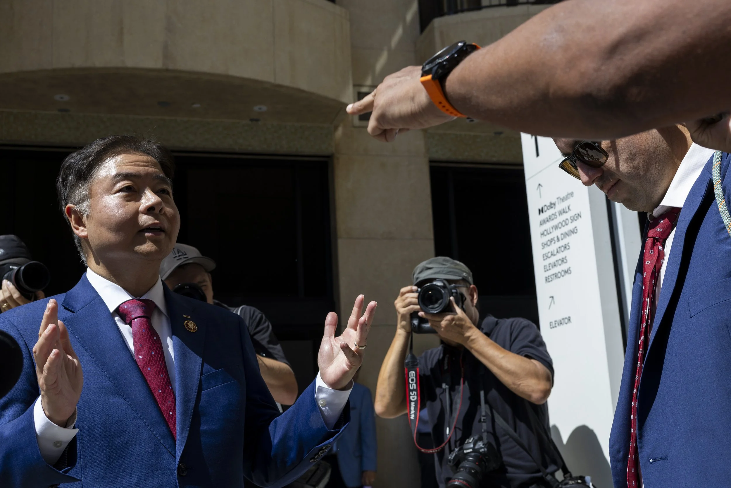 Activist journalist William G., known as Film the Police confronts Ted Lieu, a California Democratic member of the House of Representatives, over his decision to vote yes on House Resolution 719, Honoring the life and legacy of Charlie Kirk, at a pr