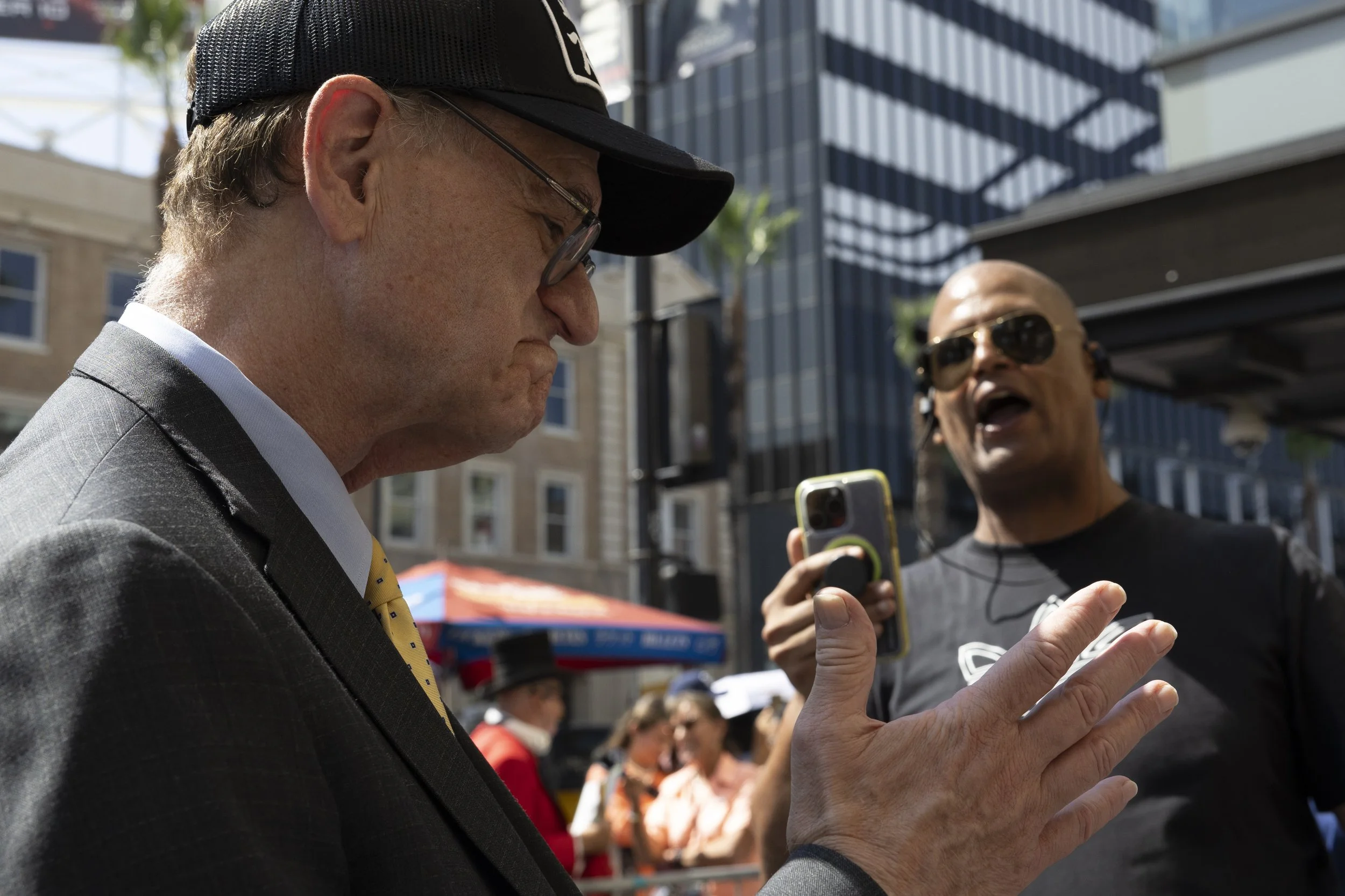 Activist journalist William G., known as Film the Police confronts Brad Sherman, a California Democratic member of the House of Representatives, over his decision to vote yes on House Resolution 719, Honoring the life and legacy of Charlie Kirk, at