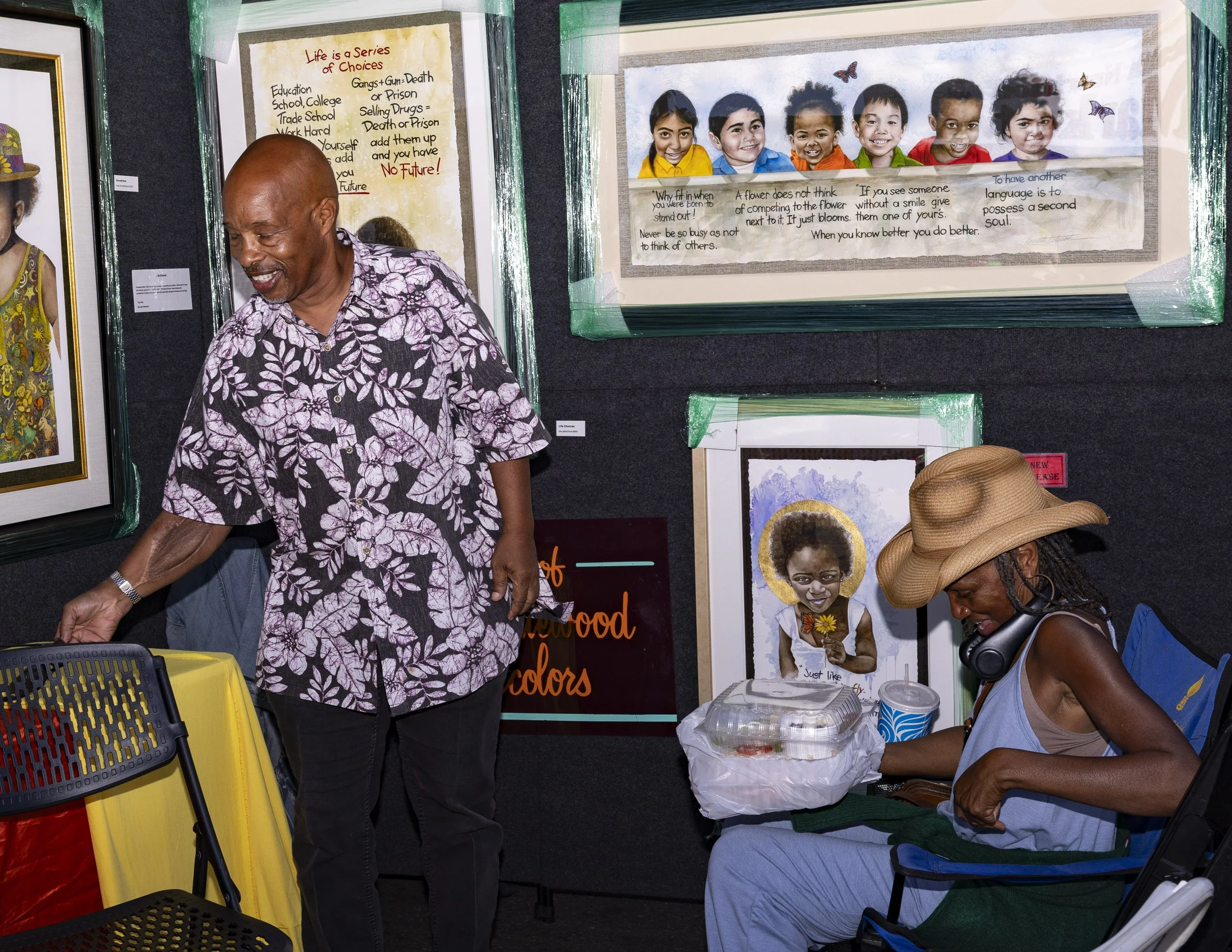 Kenneth Gatewood showcased his art in South Los Angeles, Calif., on Saturday, Sept. 20, 2025, during the Central Avenue Jazz Festival. (Kayjel J. Mairena | The Corsair)