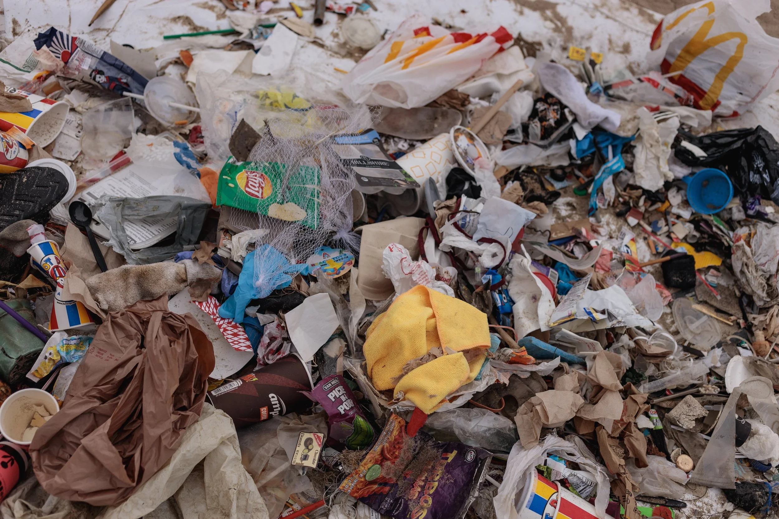 Collected trash and debris at the 36th annual Coastal Cleanup Day on Saturday Sept. 20, 2025 in Santa Monica, Calif. Coastal Cleanup Day is California’s largest volunteer event. Over 70 national cleanup sites participated this year to help protect o
