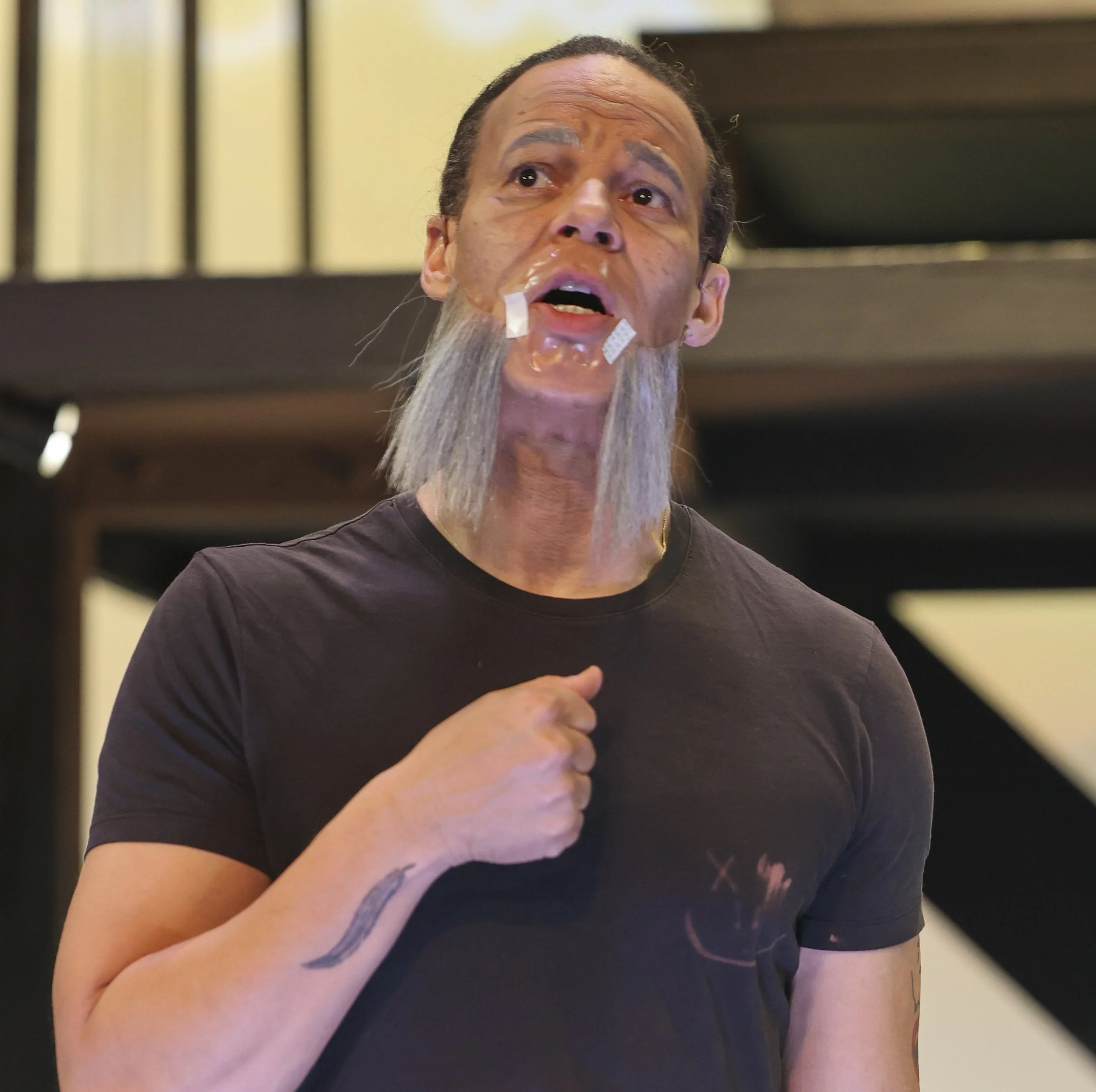  David Reid, as “Aleskii/ Radio Voice” in a dress rehearsal of Santa Monica Colleges(SMC) Theatre Departments production of “Angels in America, Part 2; Perestroika on Nov 20, 2025 Santa Monica, Calif. (Gregg Hawthorne | The Corsair) 