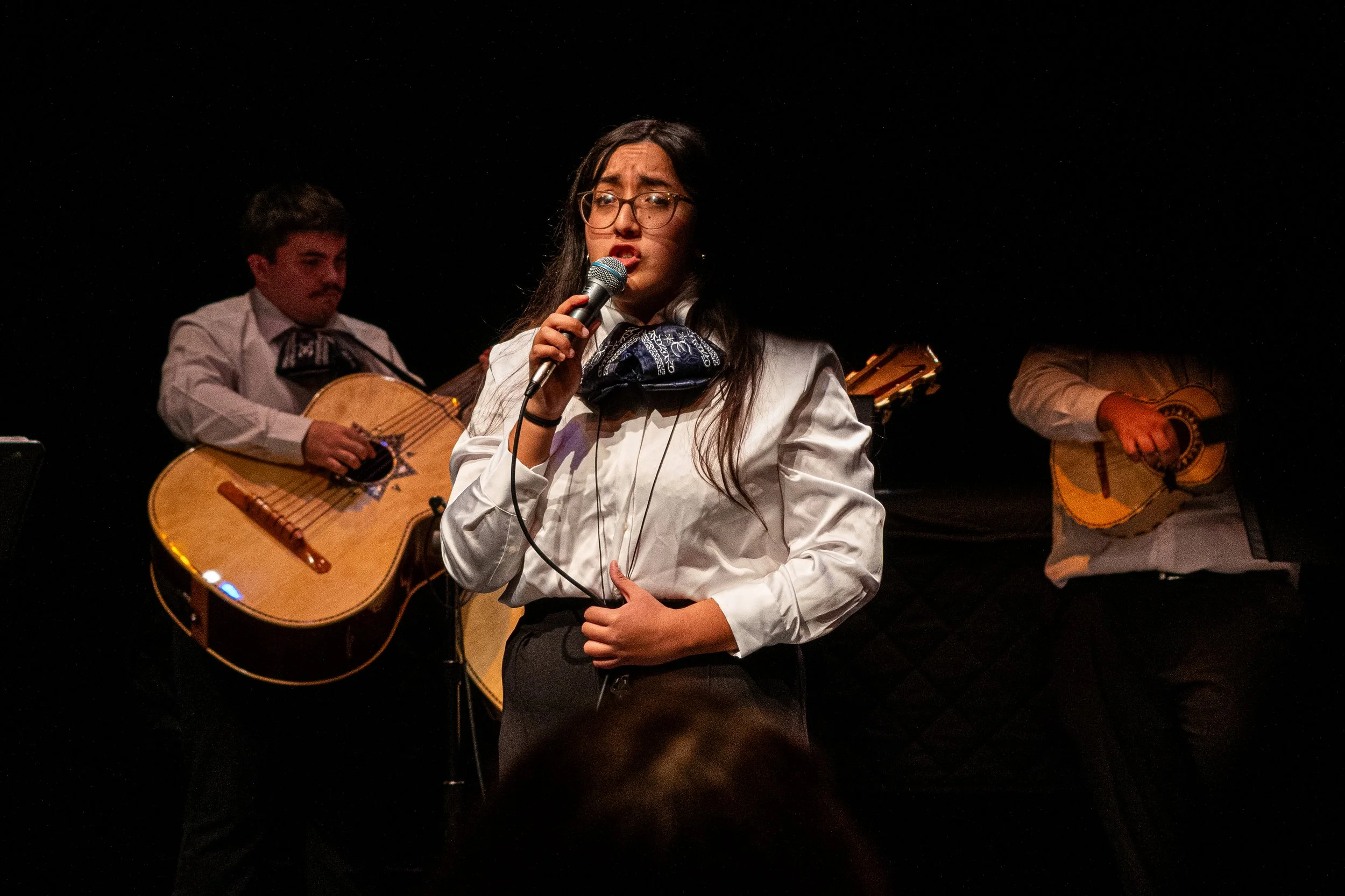  A student performs in the Mariachi Ensemble class at Santa Monica College (SMC) during a free concert at The Eyde Second Space at the SMC Performing Arts Center on Thursday, Dec. 4, 2025, in Santa Monica, Calif. (Nathan Hanson | The Corsair) 