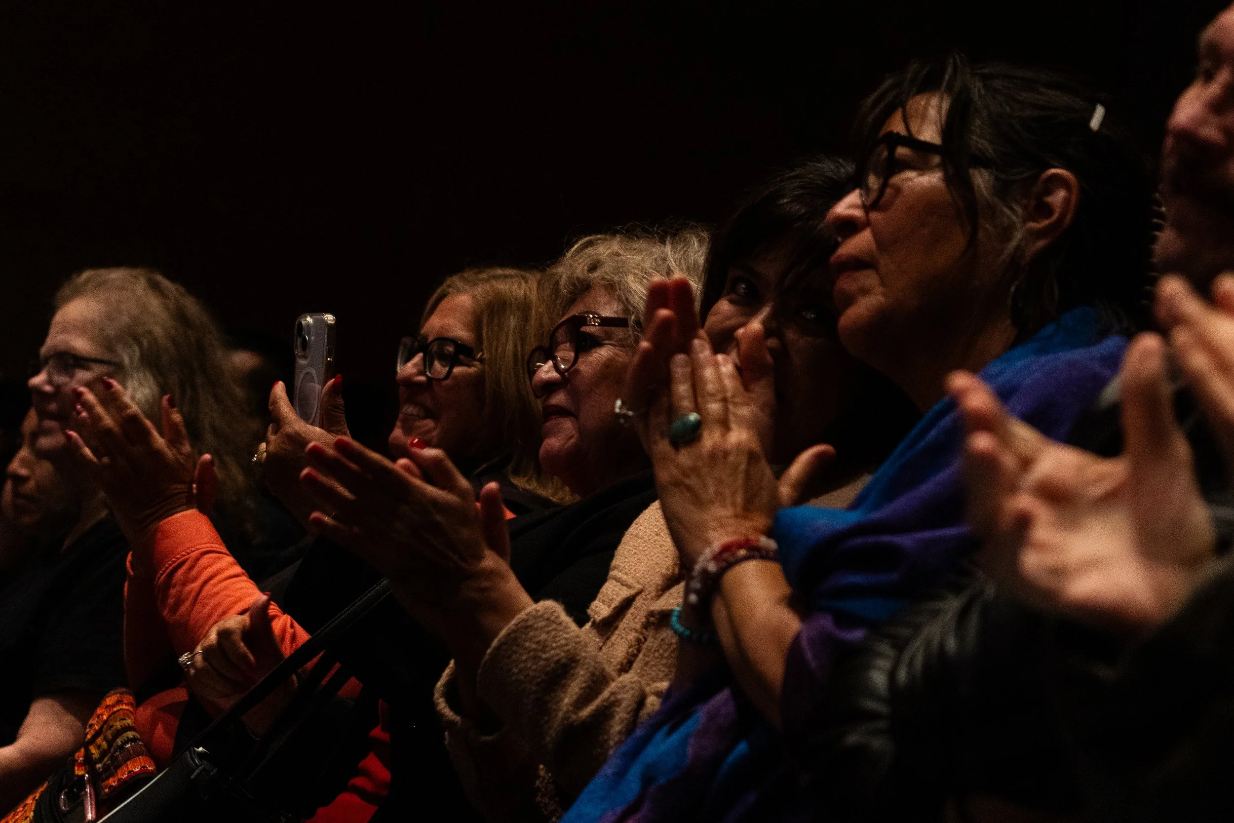  The audience applauds the performance by the Mariachi Ensemble class at Santa Monica College (SMC) during a free concert held at The Eyde Second Space at the SMC Performing Arts Center on Thursday, Dec. 4, 2025, in Santa Monica, Calif. (Nathan Hanso
