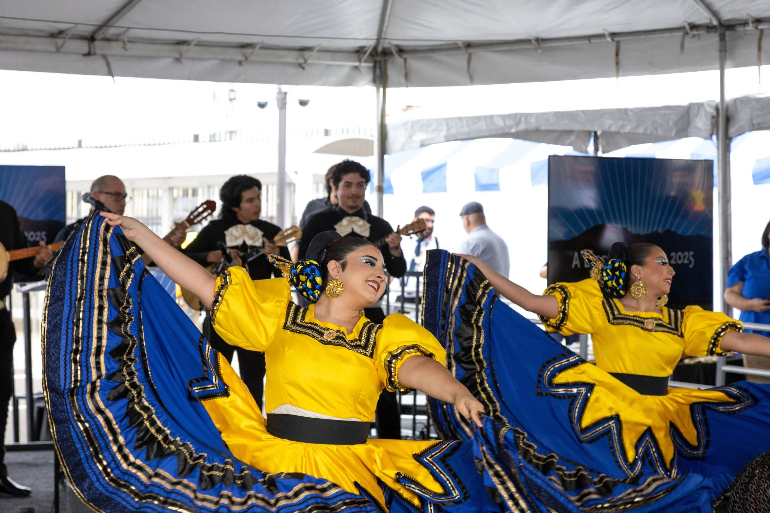  Mexican folk dancers of the Tradición Dance Company perform at the opening of the LA Metro A Line extension Friday, September 19, 2025, in Pomona, Calif. The press conference included their performance with live music as well as speeches from both t