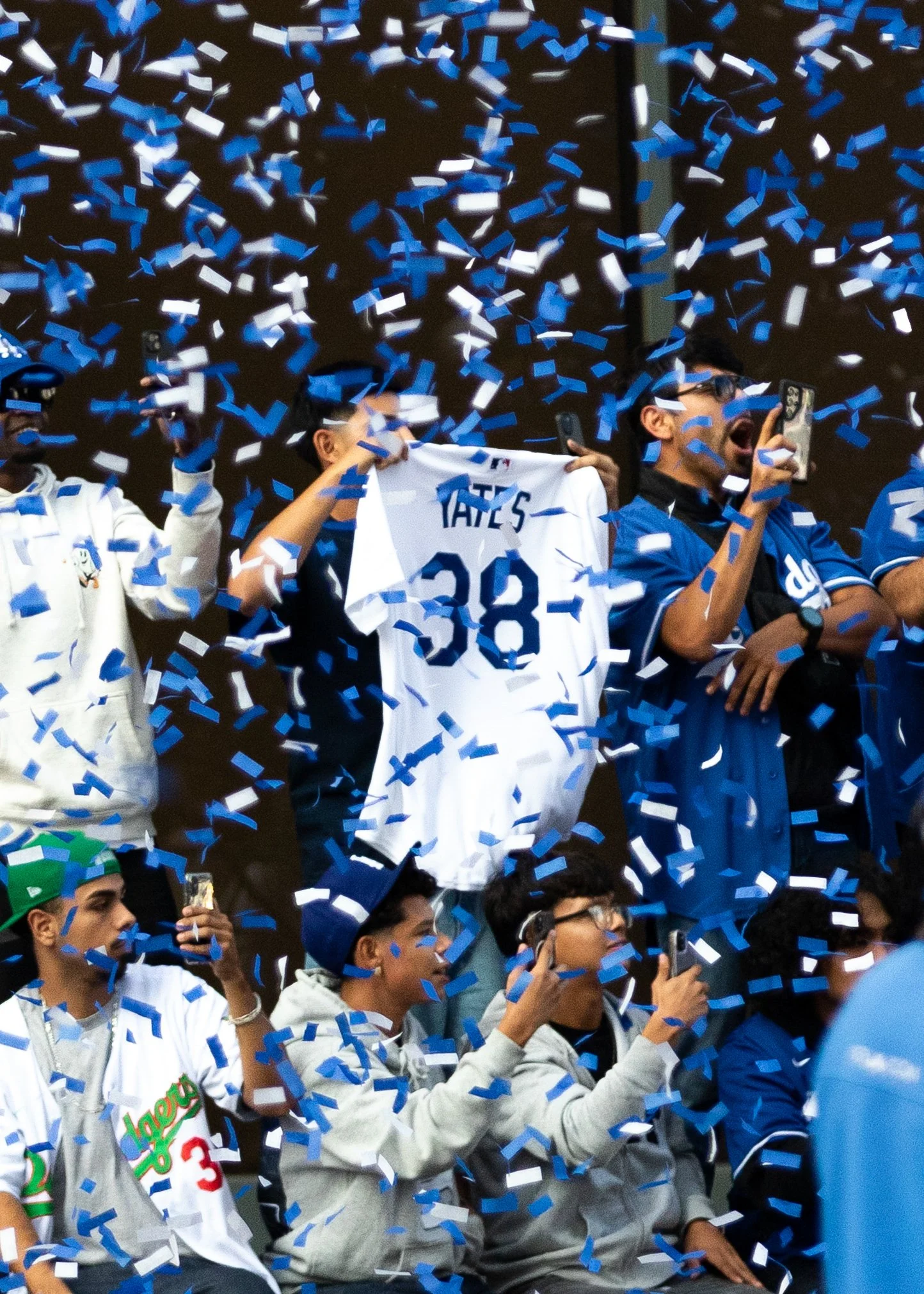  Dodgers fans celebrate during the Dodgers parade in downtown Los Angeles, Calif., on Monday, Nov. 3, 2025. The parade celebrated the team’s 2025 World Series win over the Toronto Blue Jays, winning back to back titles. (Katy Santa Cruz | The Corsair