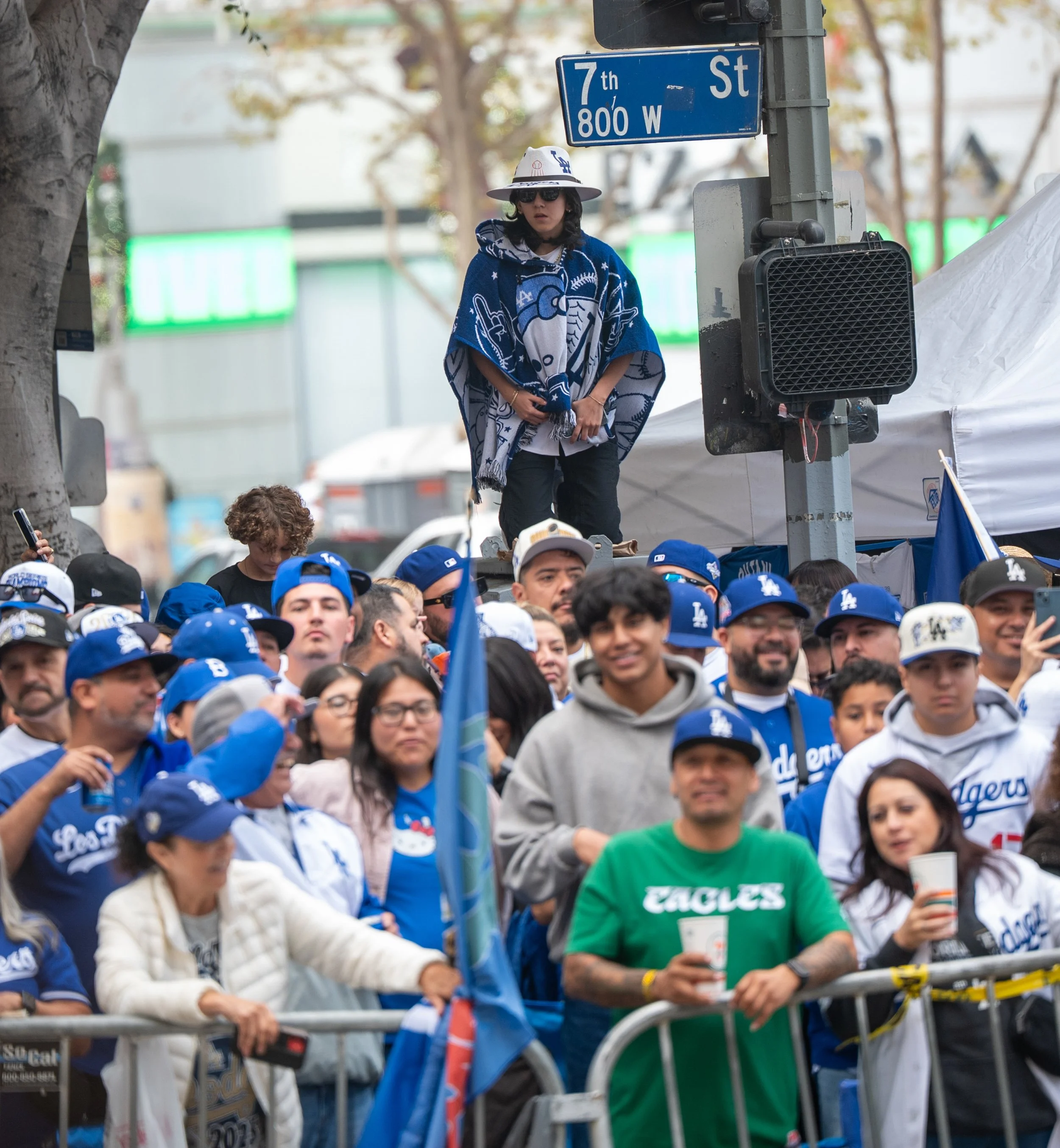  Los Angeles Dodger fans waiting for the parade on Monday, November 3, 2025, Los Angeles, Calif. The Dodgers won the 2025 World Series. (Tom Rosholt | The Corsair) 