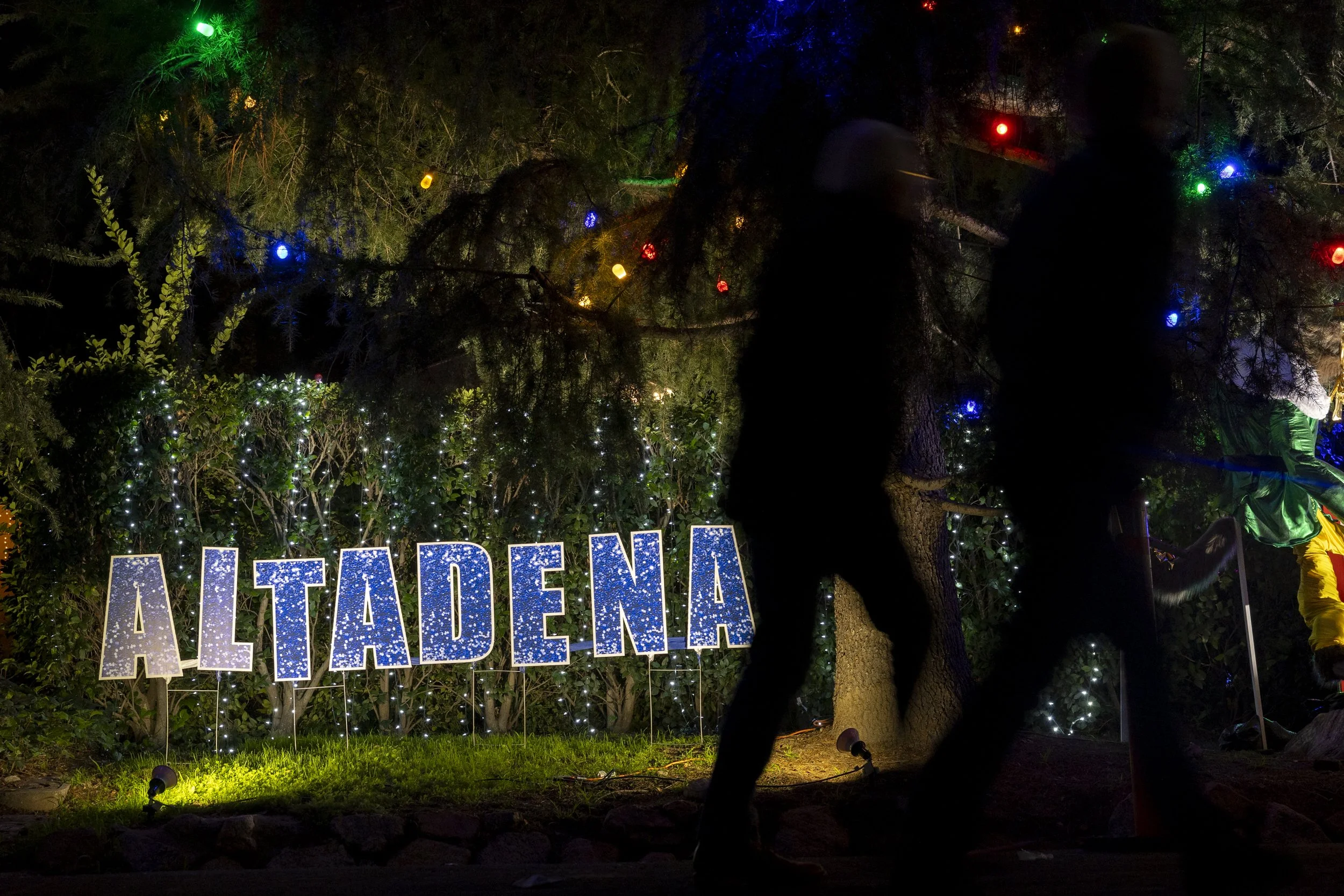  A home is decorated with Christmas tree lights in Altadena, Calif., on Saturday, Dec. 8, 2025, during the 105 Christmas Tree Lane lighting ceremony. A stretch of deodar cedar trees on Santa Rosa Boulevard is decorated with Christmas tree lights by v