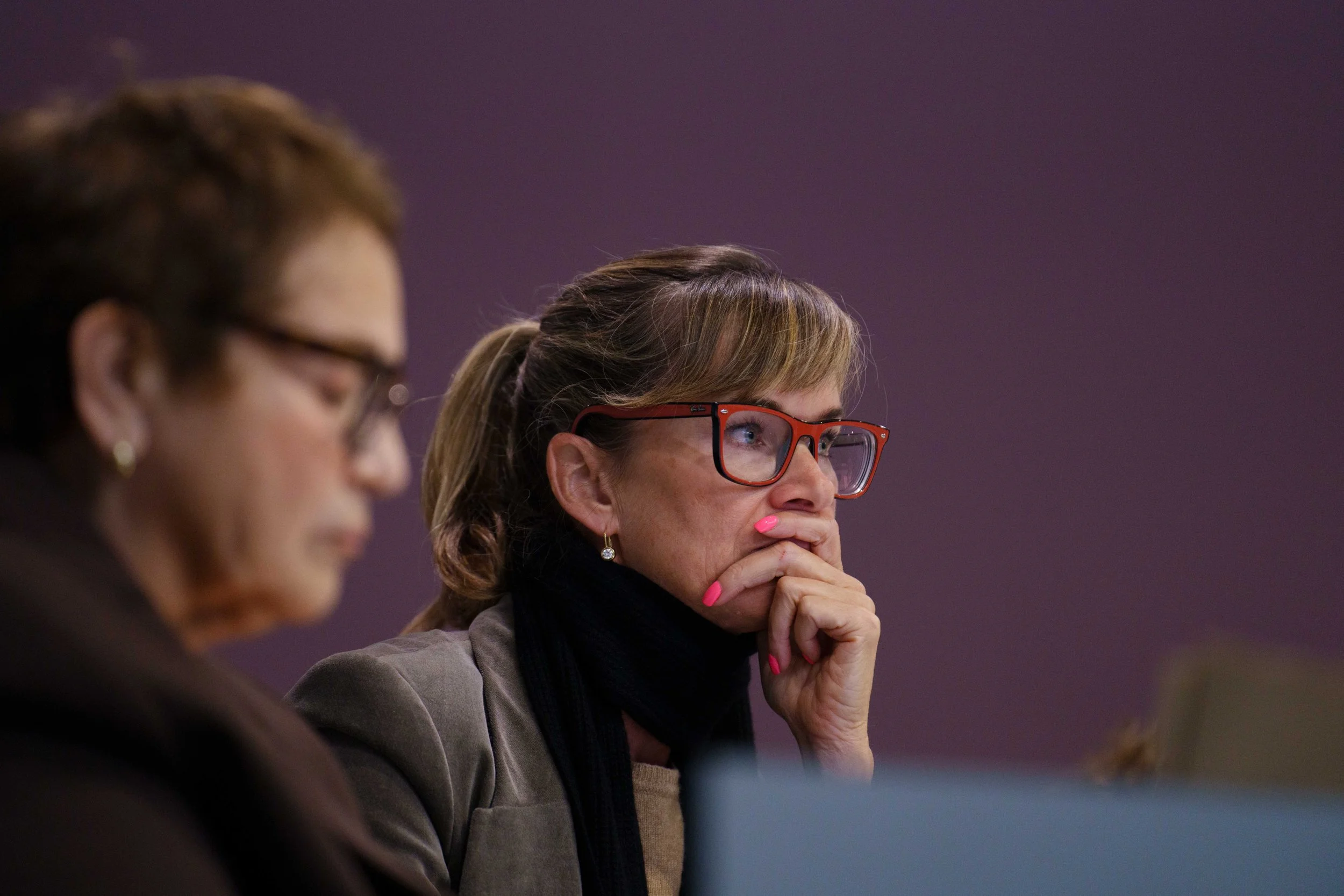 Santa Monica College (SMC) board members (L to R) Dr. Margaret Quinones-Perez and Anastasia Foster during a Board of Trustees meeting in the SMC Business Building Room 117 in Santa Monica, Calif. on Tuesday, Feb. 3, 2026. The board discussed measure