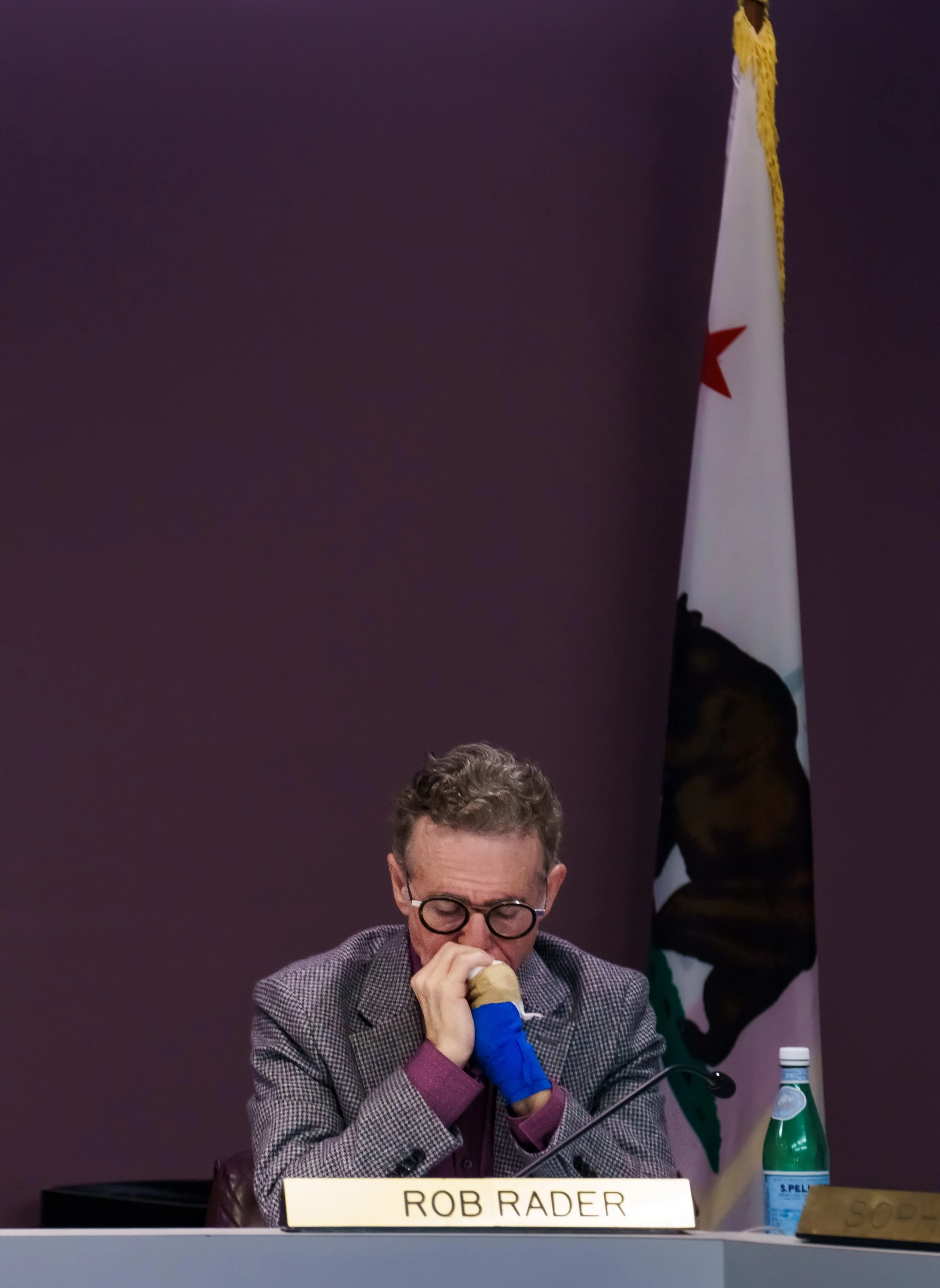 Santa Monica College (SMC) Trustee Rob Rader during a Board of Trustees meeting in the SMC Business Building Room 117 in Santa Monica, Calif., after hearing staff, faculty and students express opposition to two measures that would abolish a combined