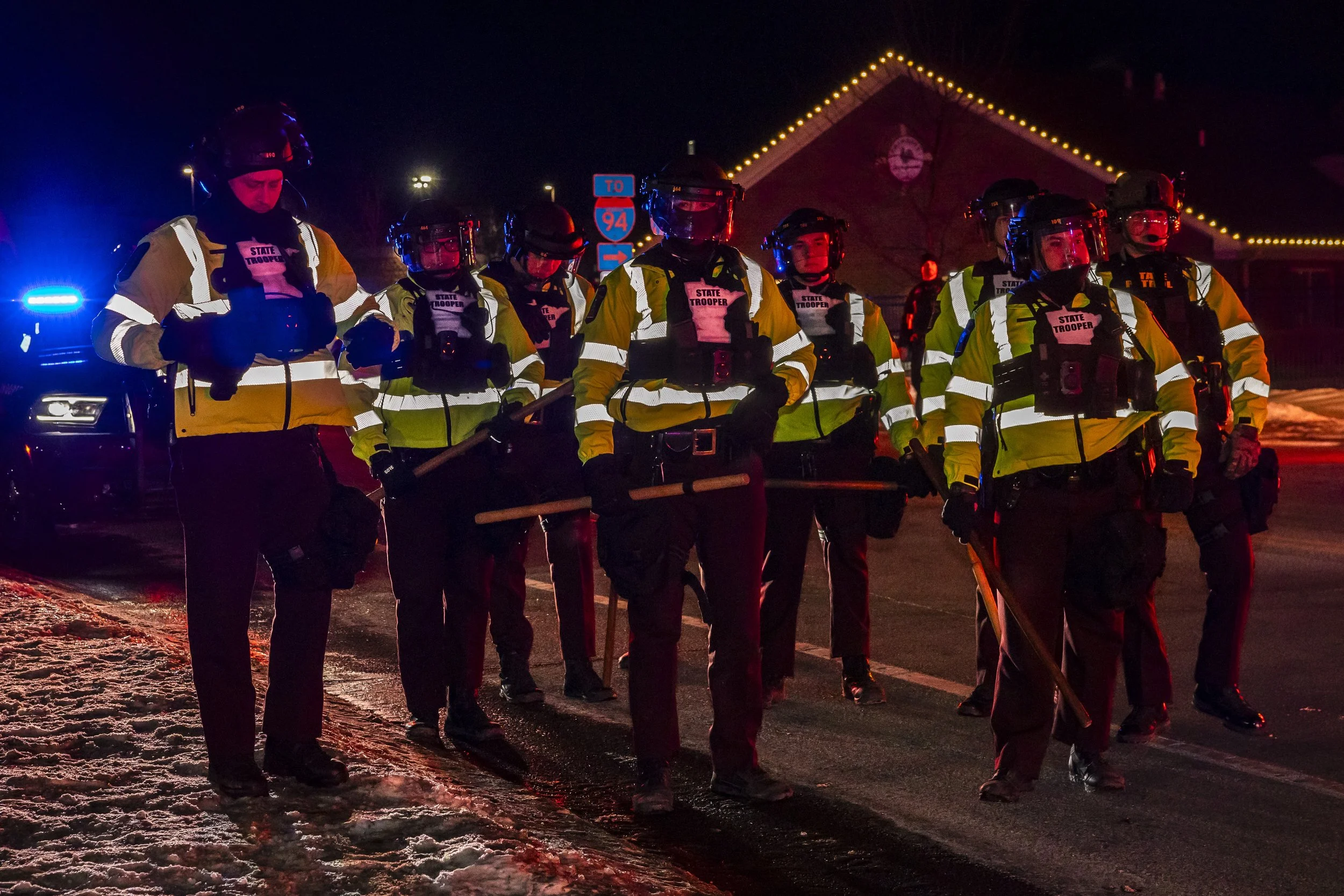  Minnesota State Troopers respond to an anti-ICE noise demonstration at the Hampton Inn & Suites Rogers, in Rogers, Minn., Saturday, Jan. 31, 2026. (Kayjel J. Mairena | The Corsair) 