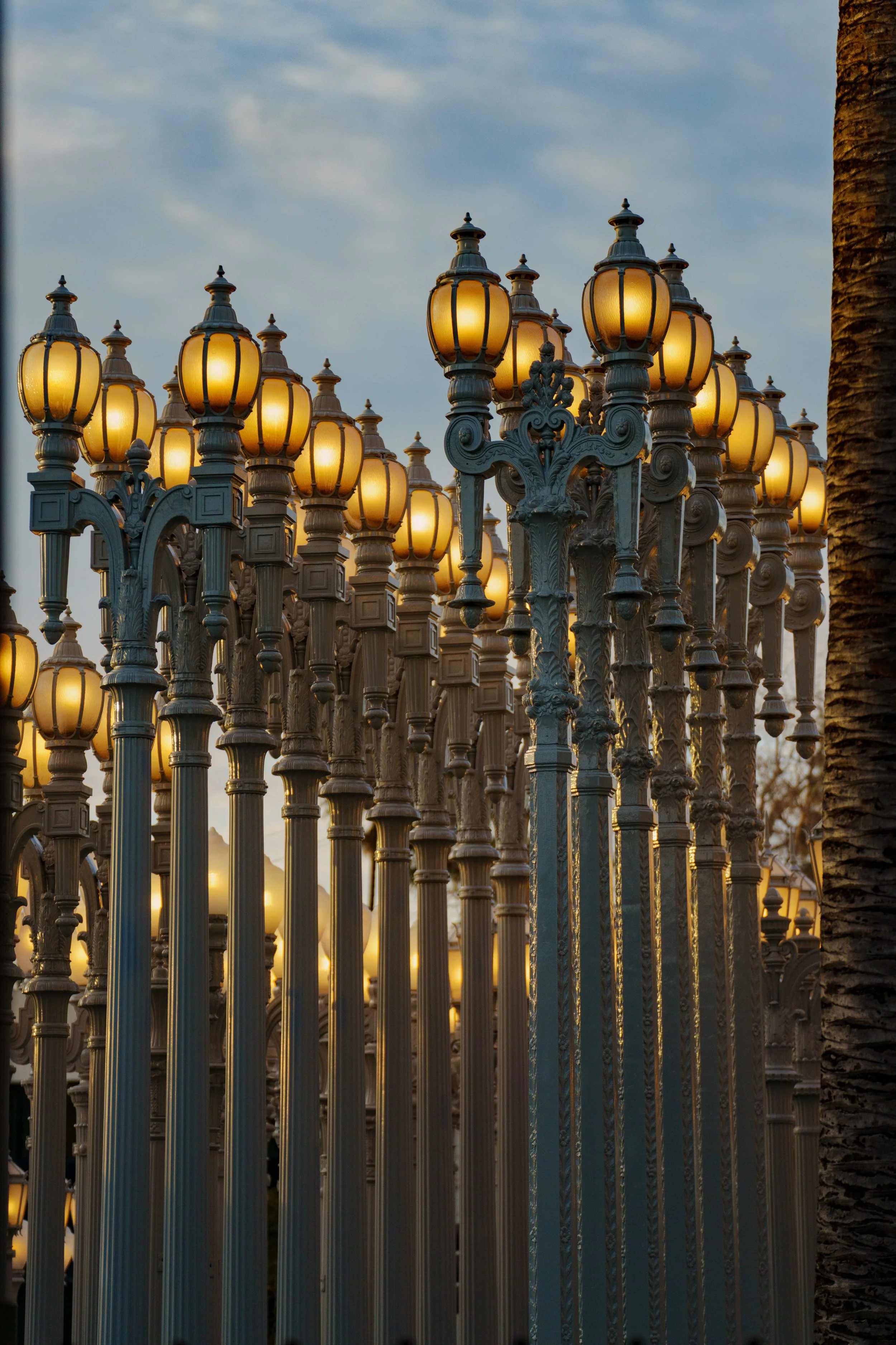  American artist Chris Burden’s public installation “Urban Light,” at the entrance of the Los Angeles County Museum of Art in Los Angeles on Friday, Feb. 20, 2026. “Urban Light” debuted in February 2008 and consists of 202 restored cast-iron Southern