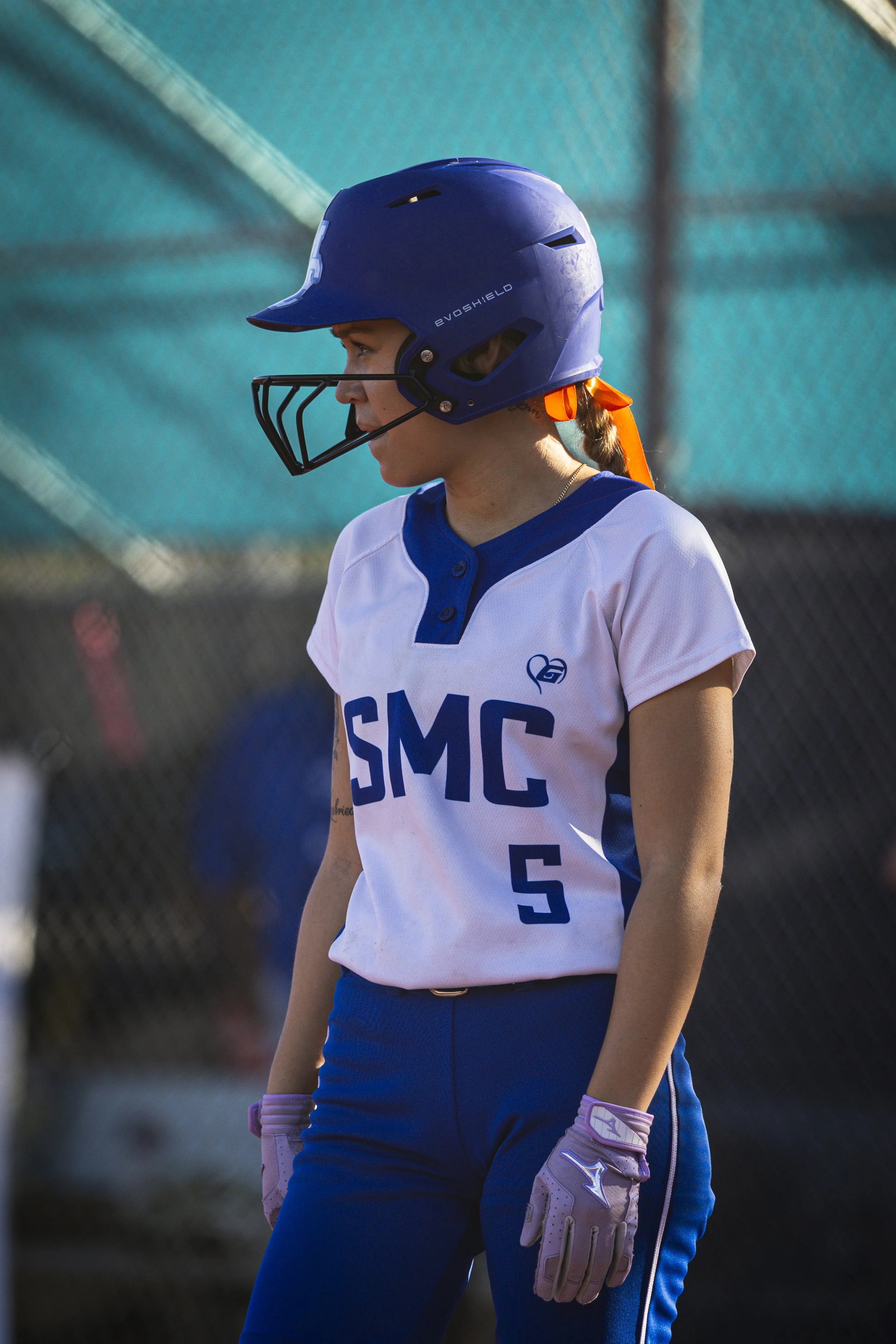  Santa Monica College (SMC) Corsair (5) Alexa Escobar (cq) focuses before getting ready to bat during their game against Los Angeles Valley College Monarchs on Thursday, Feb. 26, 2026, in the John Adams Middle School softball pitch in Santa Monica, C