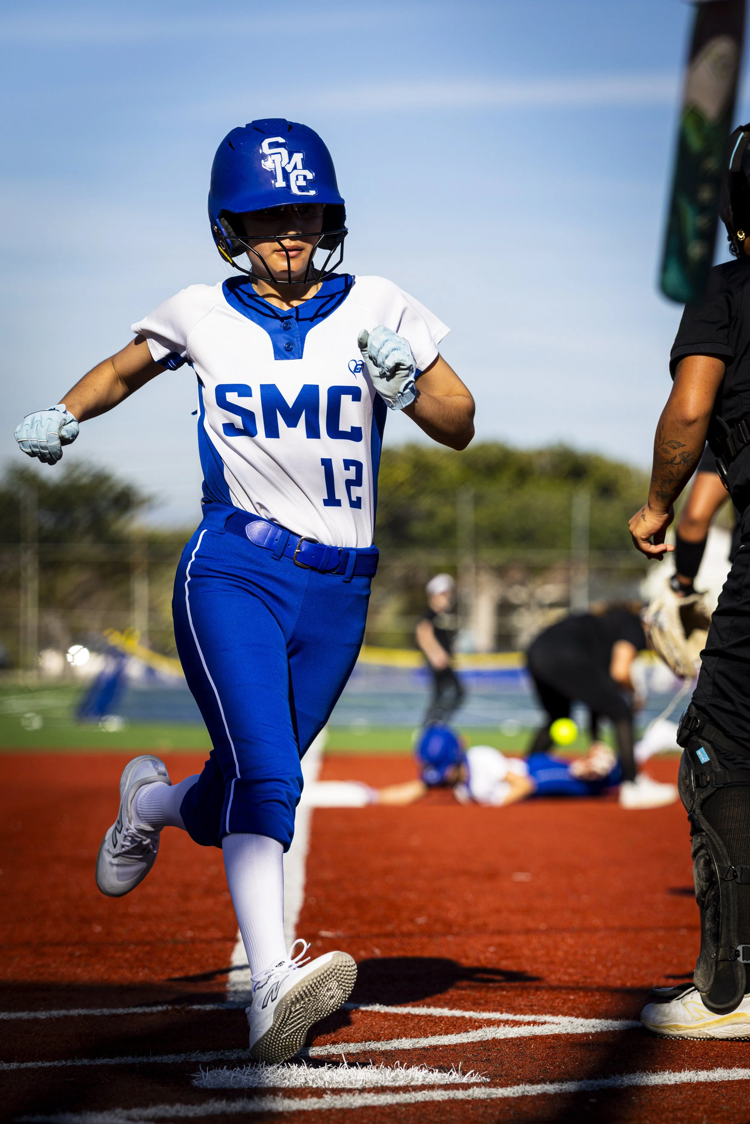  Santa Monica College (SMC) Corsair (12) Danaly Santos (cq) completes a run during their game against Los Angeles Valley College Monarchs on Thursday, Feb. 26, 2026, in the John Adams Middle School softball pitch in Santa Monica, Calif. Corsairs were
