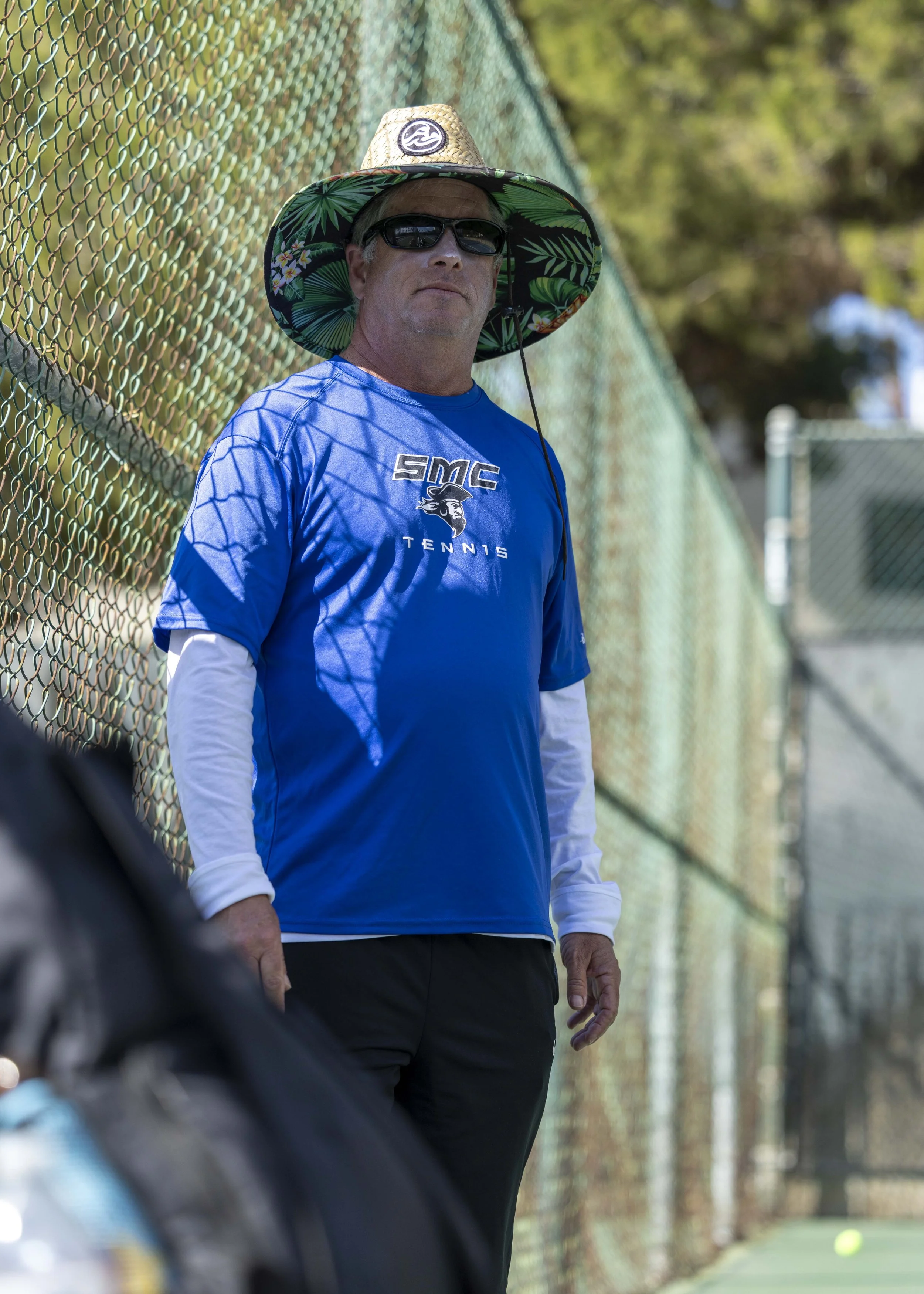  The Corsair, Santa Monica College (SMC) women’s tennis team, Head Coach Richard Goldenson, in the women’s tennis match against the Ventura College team at the Ocean View Park in Santa Monica, Calif., on Tuesday, Mar 3, 2026. The Corsair lost the gam