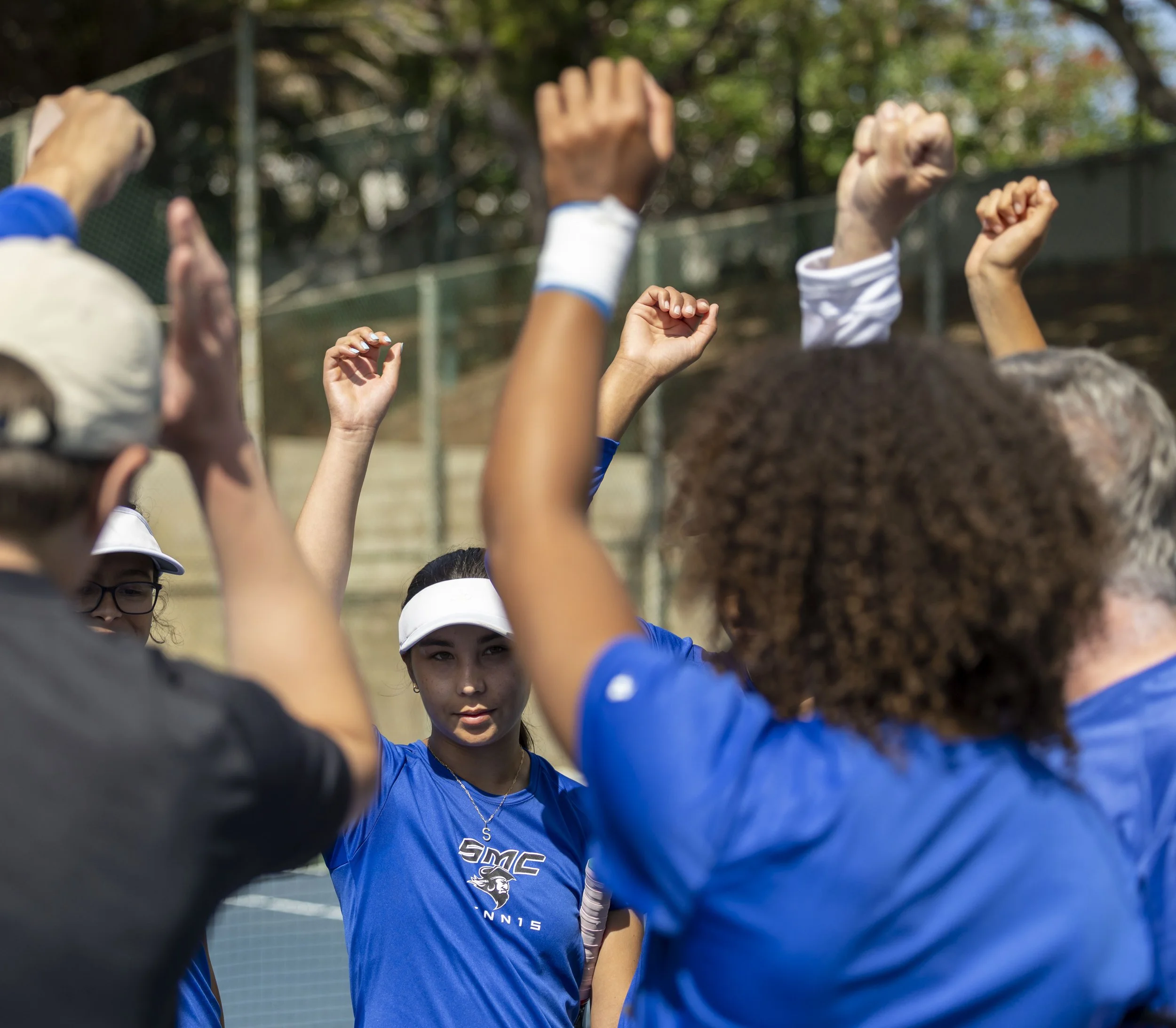  The Corsair, Santa Monica College (SMC) women’s tennis team player Samantha Karn (Center) at the women’s tennis match against the Ventura College team at the Ocean View Park in Santa Monica, Calif., on Tuesday, Mar 3, 2026. The Corsair lost the game