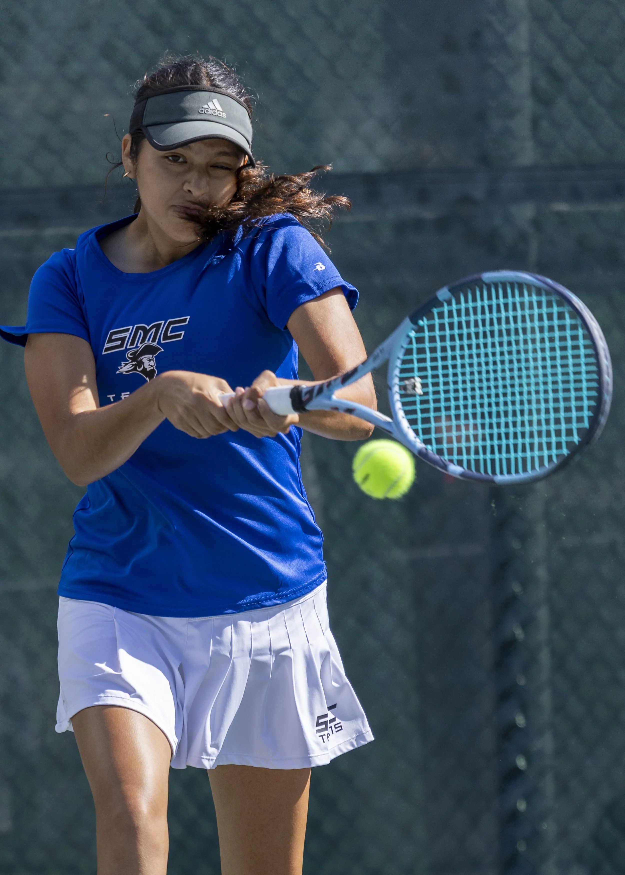 The Corsair, Santa Monica College (SMC) women’s tennis team player Sofia Magdaleno played in the women’s tennis match against the Ventura College team at the Ocean View Park in Santa Monica, Calif., on Tuesday, Mar 3, 2026. The Corsair lost the game