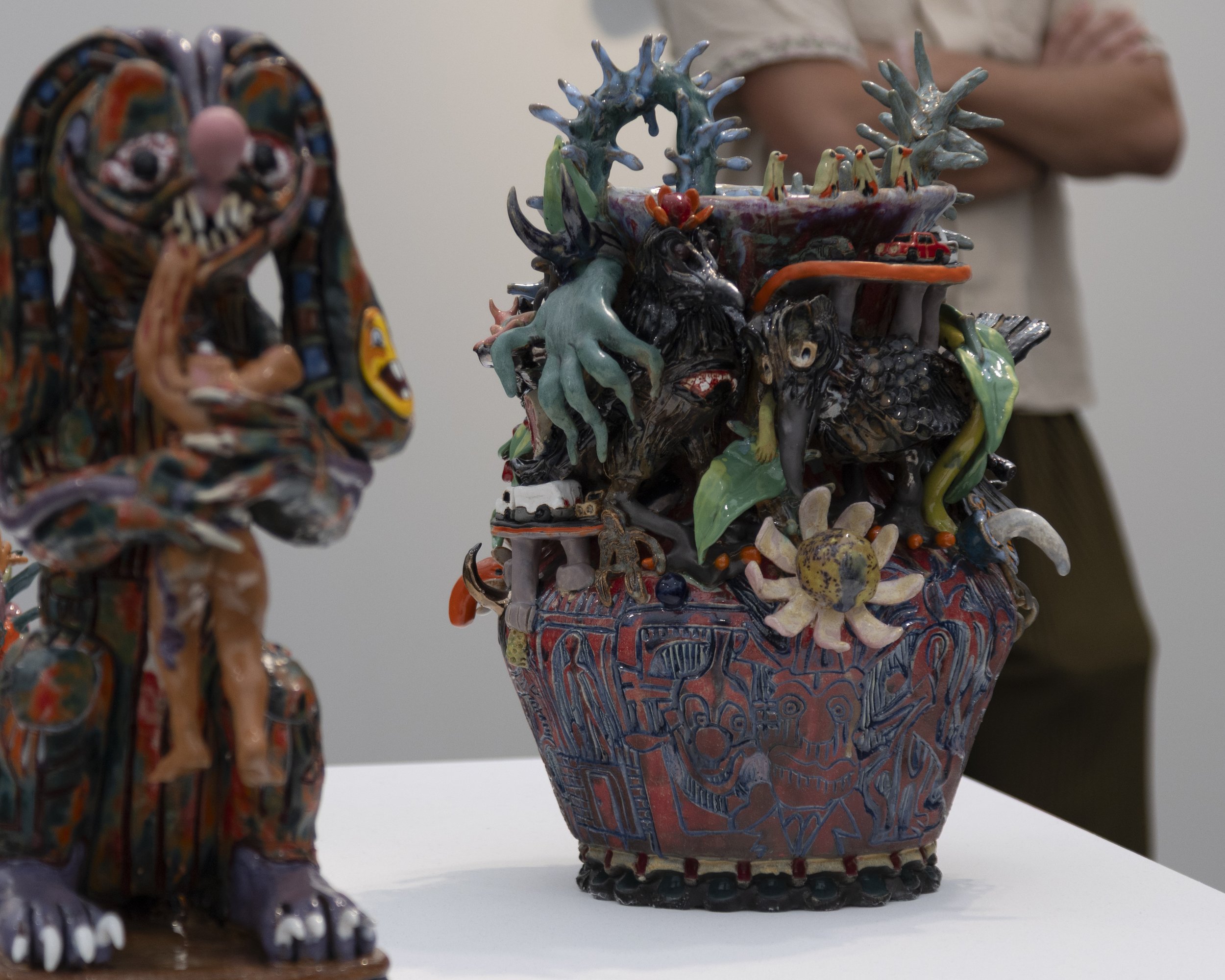  A ceramic sculpture by artist and Santa Monica College alum Sharif Farrag (cq) sits on display at the Frieze Los Angeles art fair in Santa Monica, Calif., Friday, Feb. 27, 2026. Farrag’s sculptures are inspired by California Funk aesthetics combined
