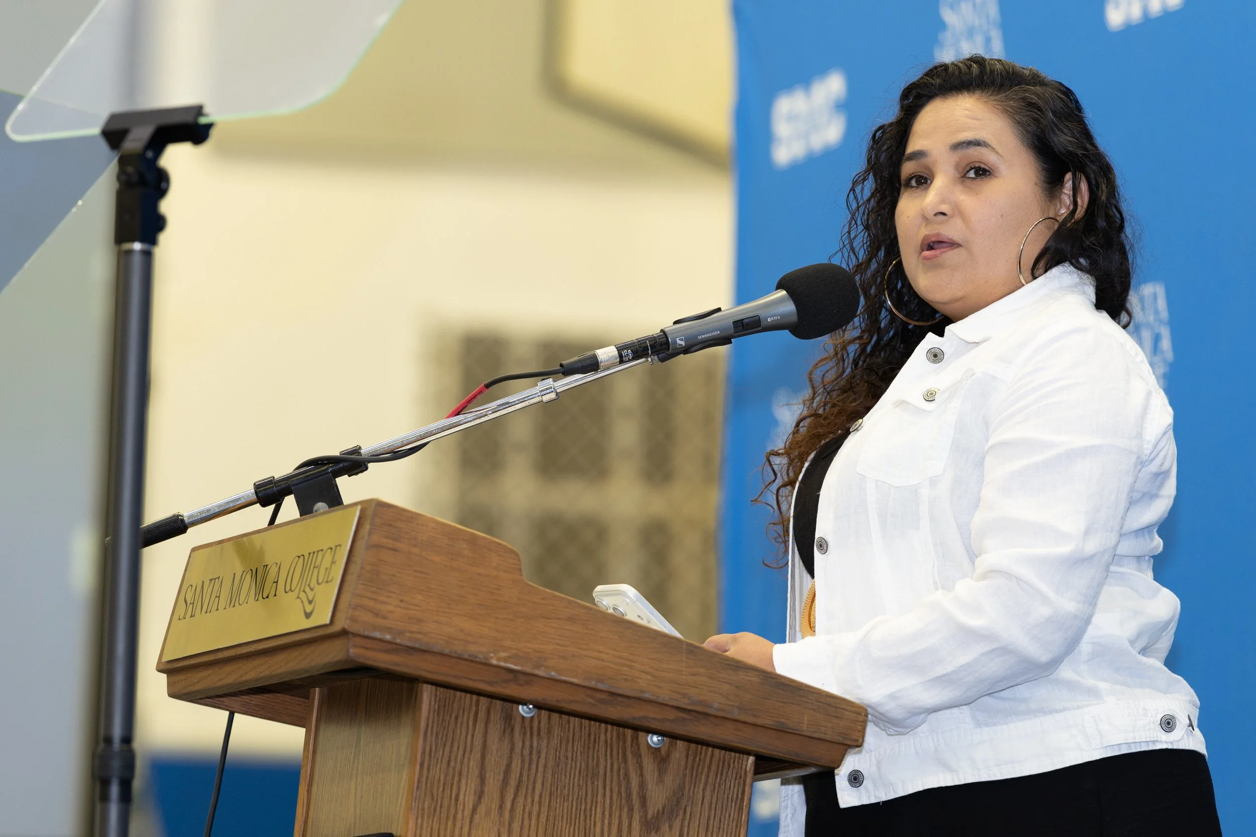  Cindy Ordaz, President of the California School Employees Association, speaks during the Opening Session of the Santa Monica College’s (SMC) Spring 2026 Professional Development Day with the theme “Rooted in Progress: Essential Tools for Growth” on 