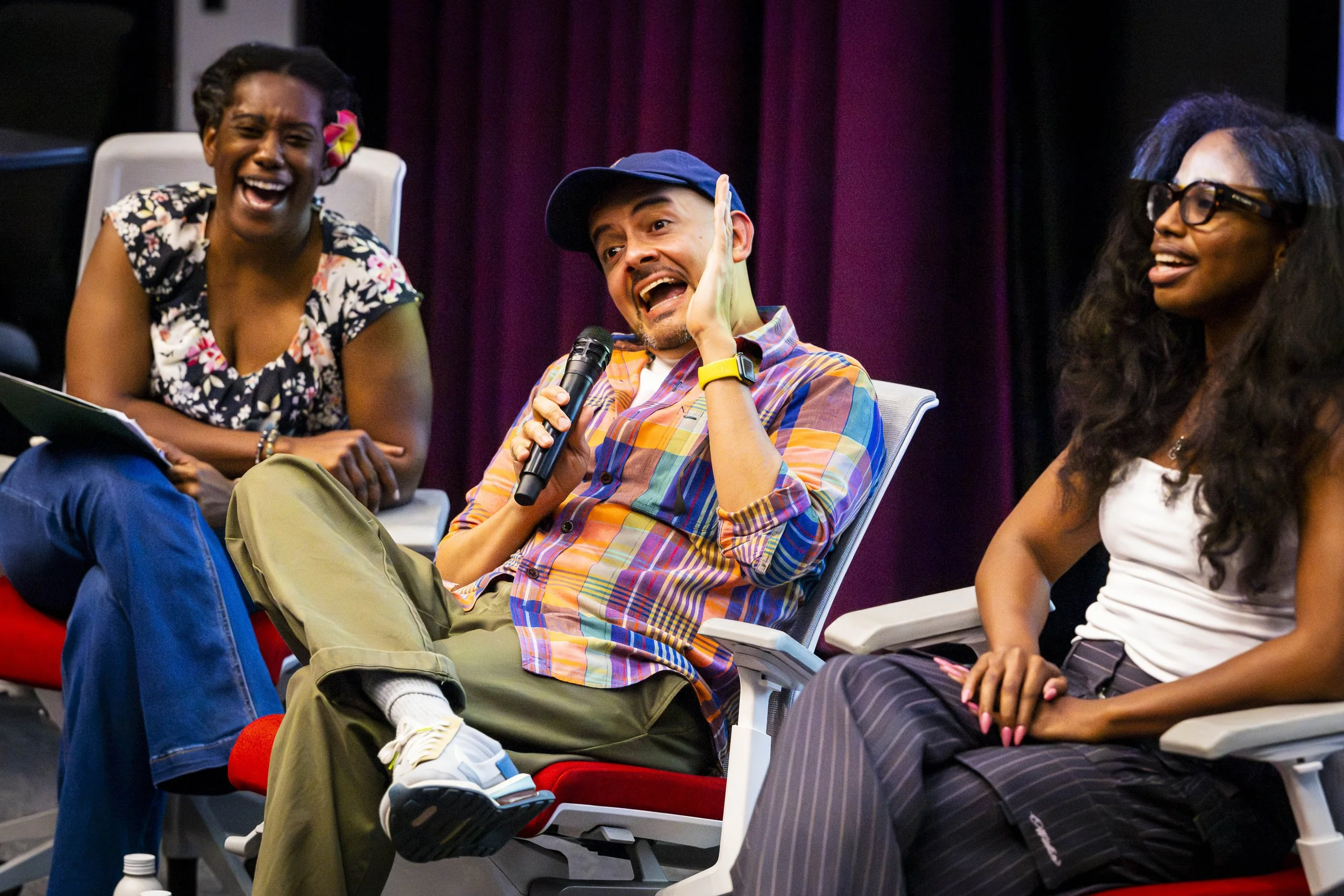  (L to R) Jackie Penn, Cesar Mazariegos (cq), and Stephanie McFarlane during Break Into TV Writing, a panel presented by Humanitas and Santa Monica College (SMC), which took place at SMC’s Center for Media & Design (CMD) Theater on Monday, Mar. 9, 20