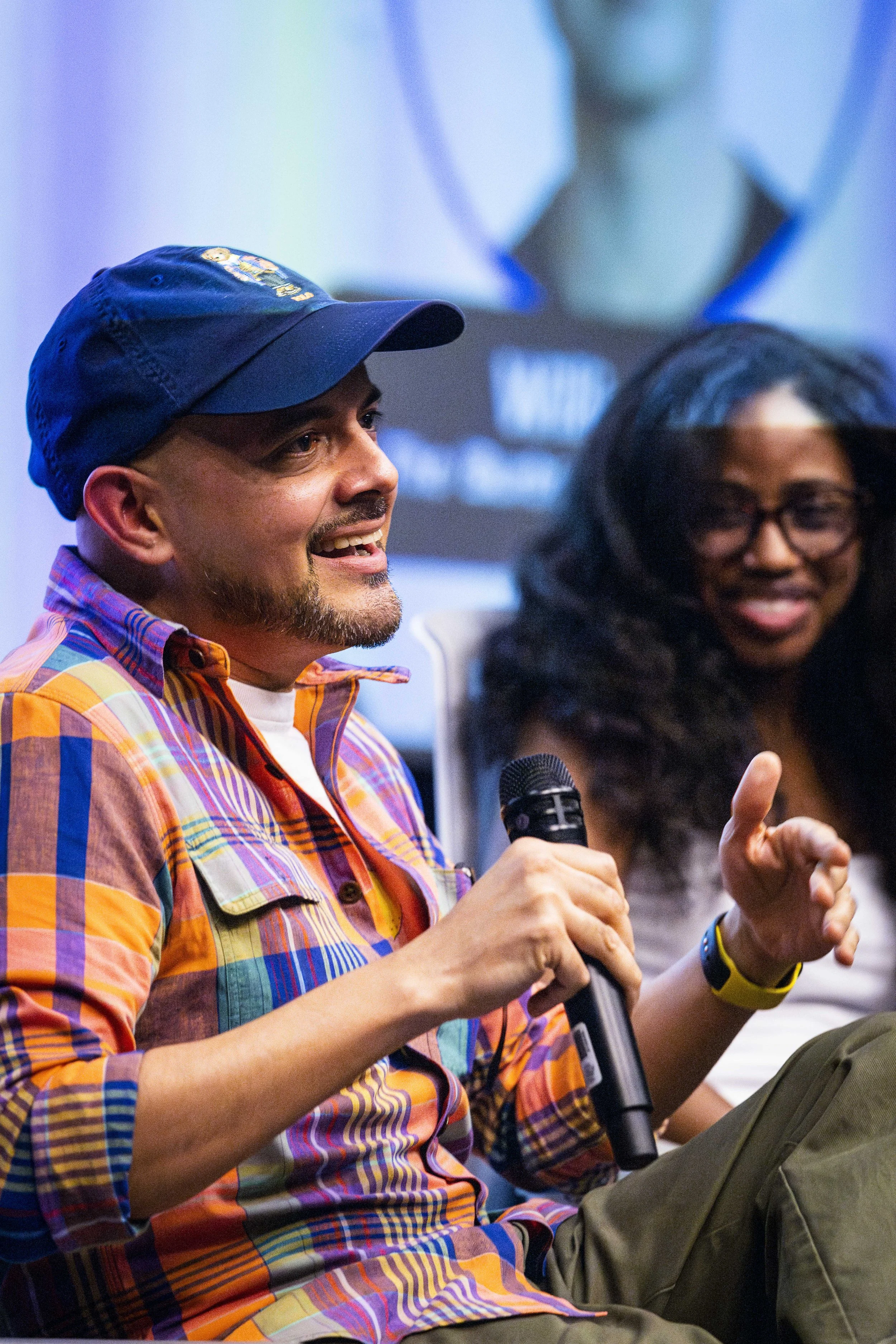  (L to R) Cesar Mazariegos (cq), and Stephanie McFarlane during Break Into TV Writing, a panel presented by Humanitas and Santa Monica College (SMC), which took place at SMC’s Center for Media & Design (CMD) Theater on Monday, Mar. 9, 2026. Moderated