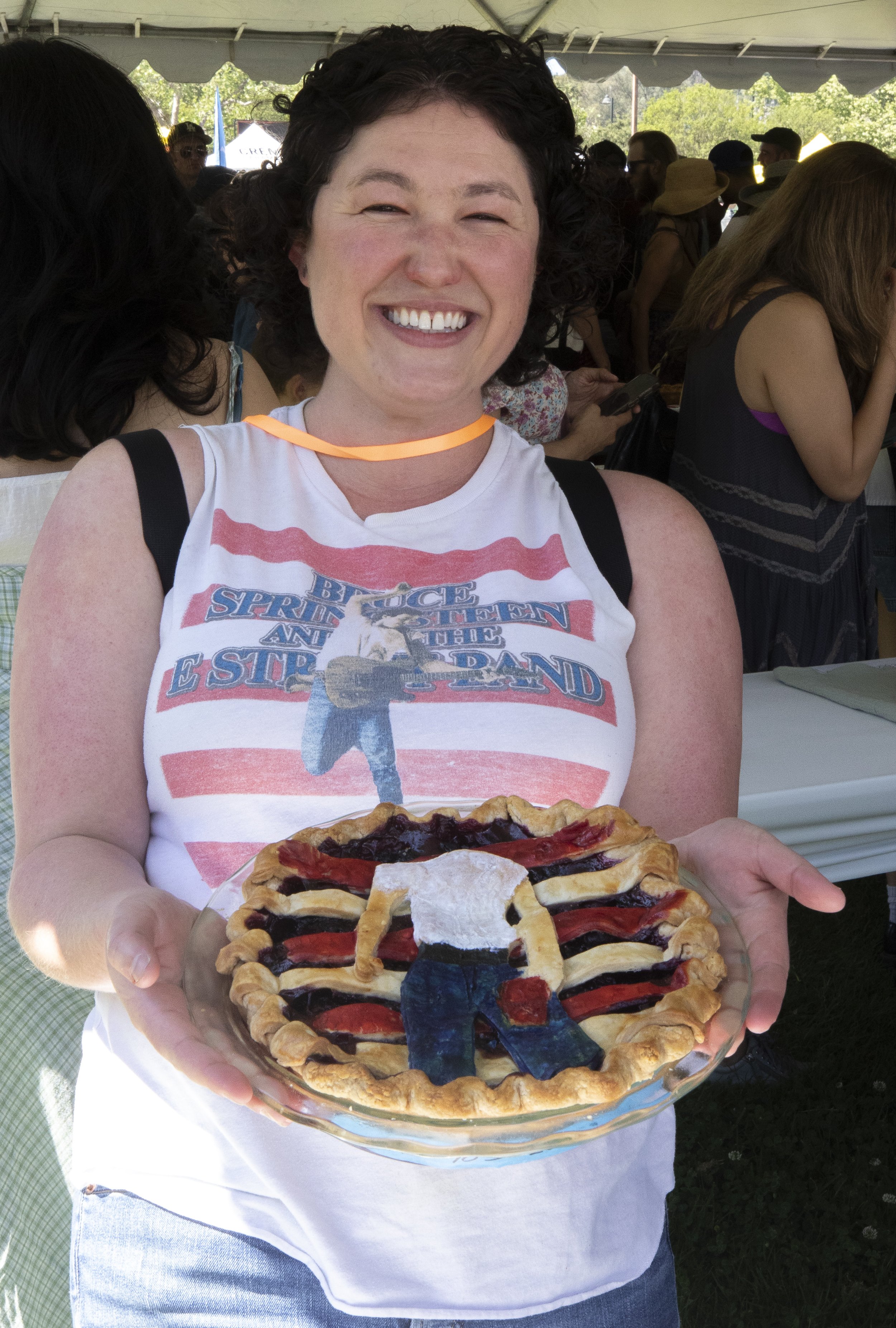  Danielle Hausner shows off her "Boss" themed pie at the 12th Annual Pie Fest & Contest,  hosted by KCRW on Saturday, Mar. 14, 2026 at The Autry Museum in LA, Calif. This was her second time at Pie Fest and she wanted to represent her love for Bruce 
