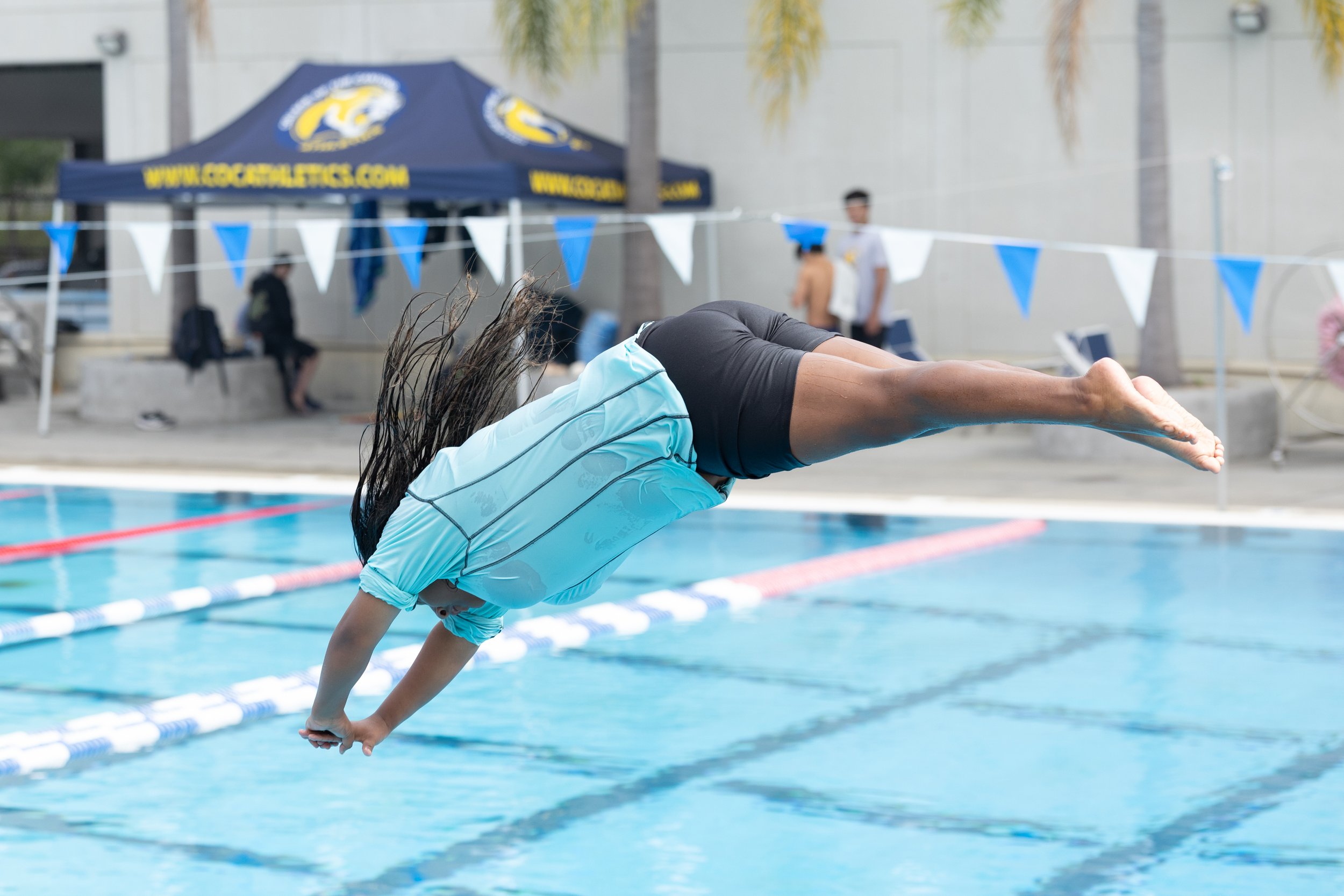  Cindy Canseco, Santa Monica College (SMC) Swimming & Diving Corsair, dives a front dive straight at the Western State Conference (WSC) #3 Swimming and Diving Meet on Friday, March 27, 2026, at the SMC Pool in Santa Monica, Calif. Canseco placed 5th 