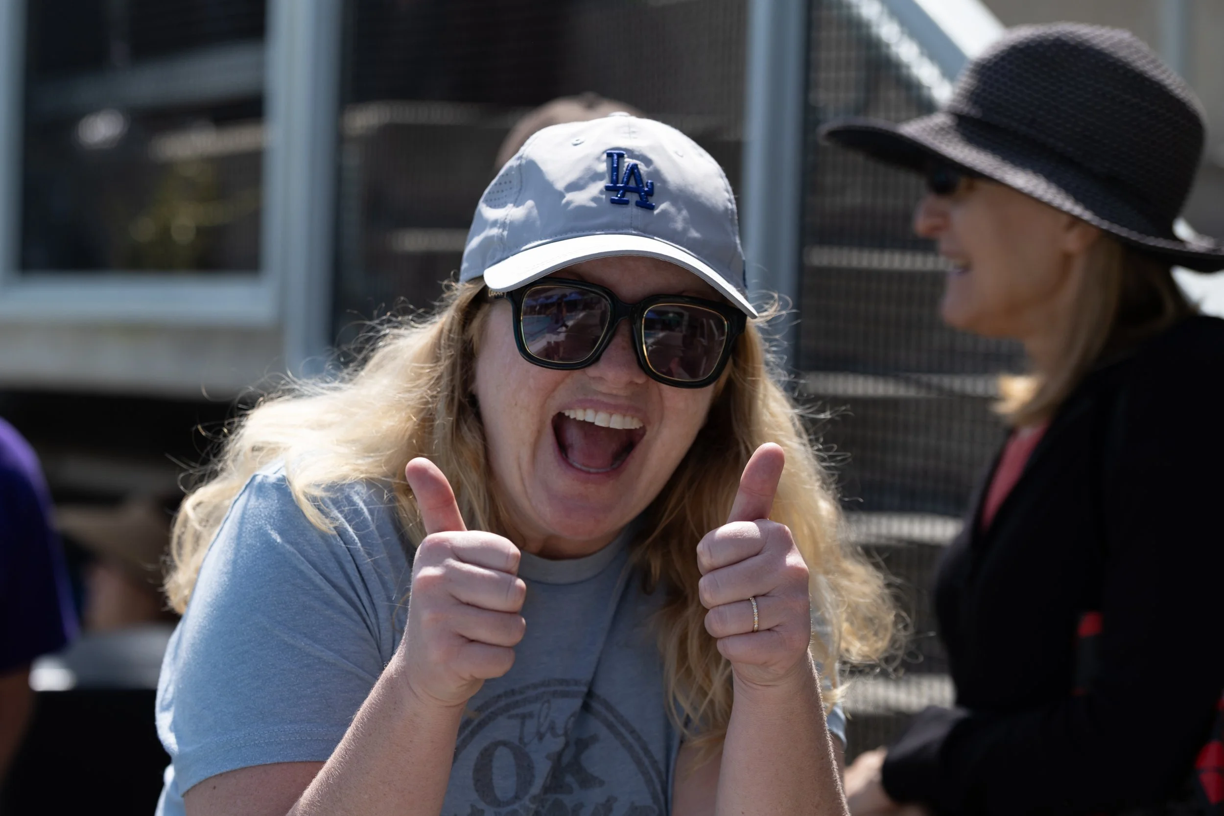  Katie Sweeney, mother of Santa Monica College (SMC) Swimming & Diving Corsair Casey Stockton, cheers during the Western State Conference (WSC) #3 Swimming and Diving Meet on Friday, March 27, 2026, at the SMC Pool in Santa Monica, Calif. Sweeney ref