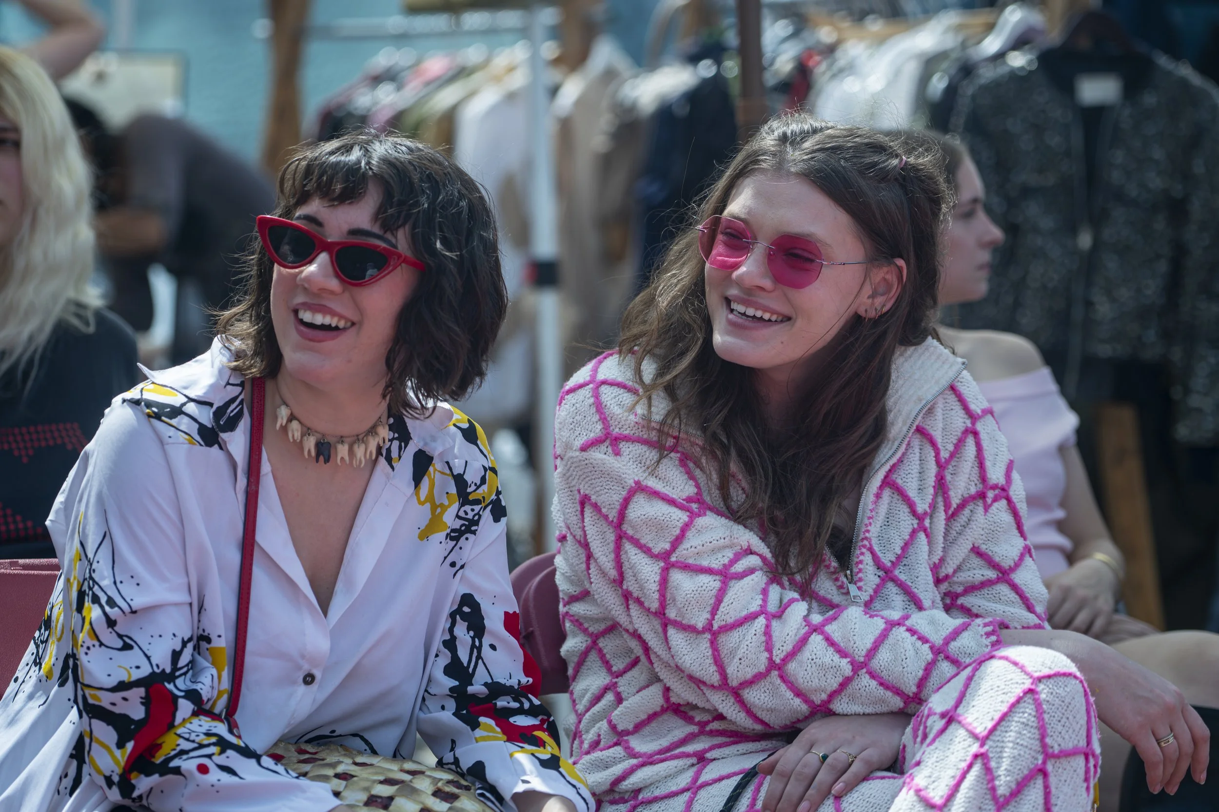  (L-R) Jess Paul of Pittsburgh & Erika Marks of Chicago both regulars of the Melrose Trading Post atteded this year Runway Show at the 2nd annual Melrose Fashion Week Runway Show at Fairfax High School in Los Angeles, Calif., Sunday March. 22, 2026 (