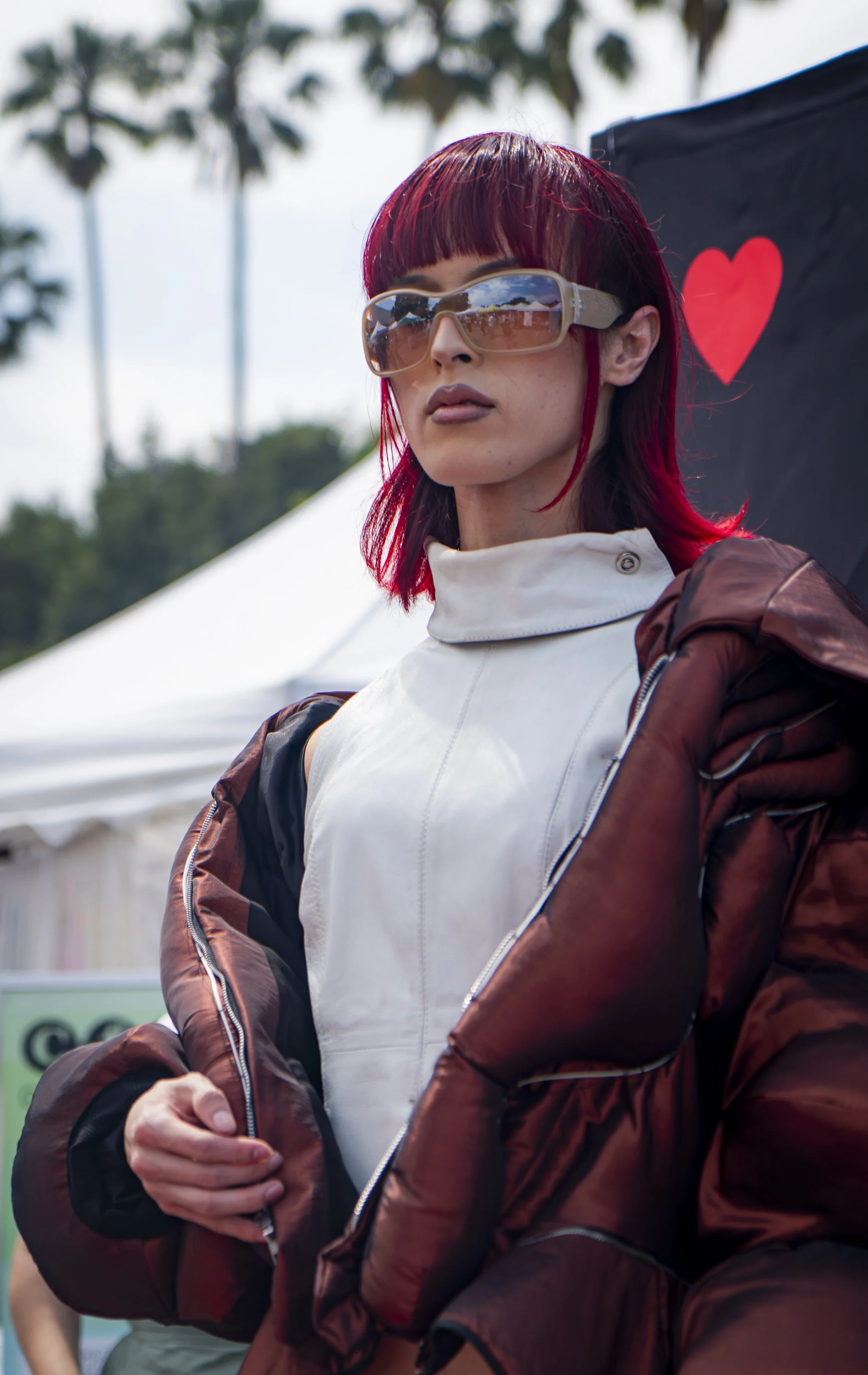  Eve fong Model and Fashion Designer of ASU FIDM in her own design at the second annual Melrose Fashion Week Runway Show this was Jimenez's time at Melrose Trading Post at Melrose at Fairfax High School in Los Angeles, Calif., Sunday March. 22, 2026 