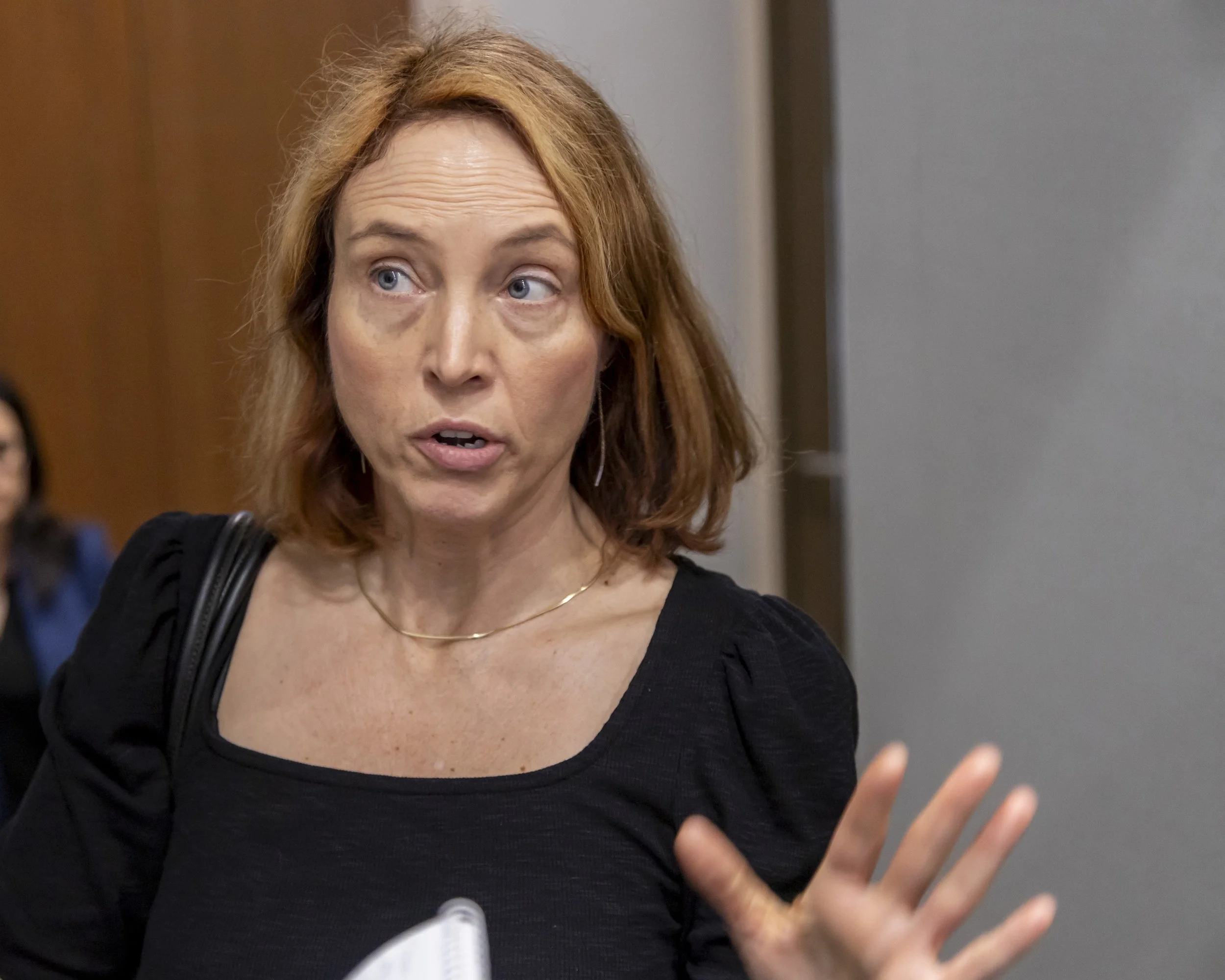  Mia Marano, a homeowner in Mid-City who was concerned about the demolition of the Ralph's grocery store and CVS pharmacy in order to build the K Line Northern Extension, goes to the meeting of the Metro Board of Directors to voice her discontent, Th