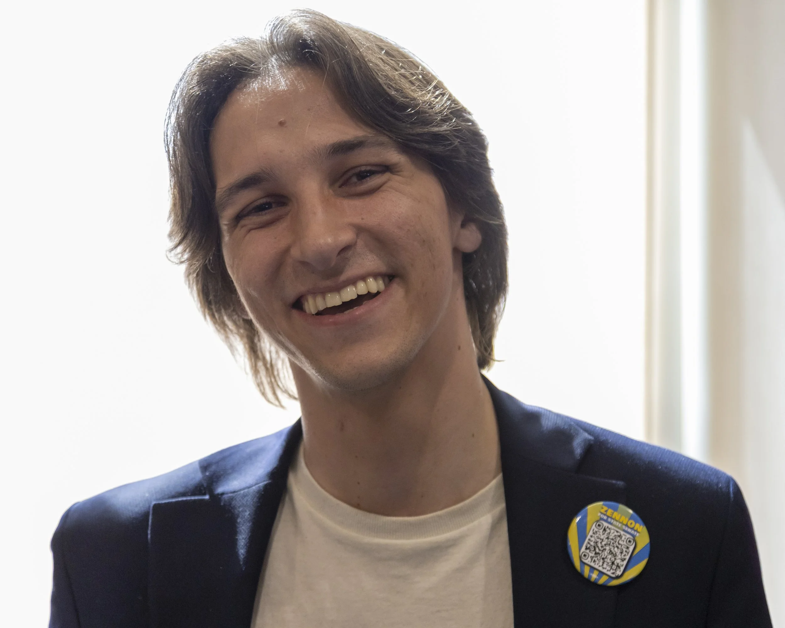  Zennon Ulyate-Crow, who is running for California State Senate in district 24, which includes Santa Monica and much of the Westside, poses for the camera inside One Gateway Plaza, the headquarters of the Los Angeles County Metropolitan Transit Autho