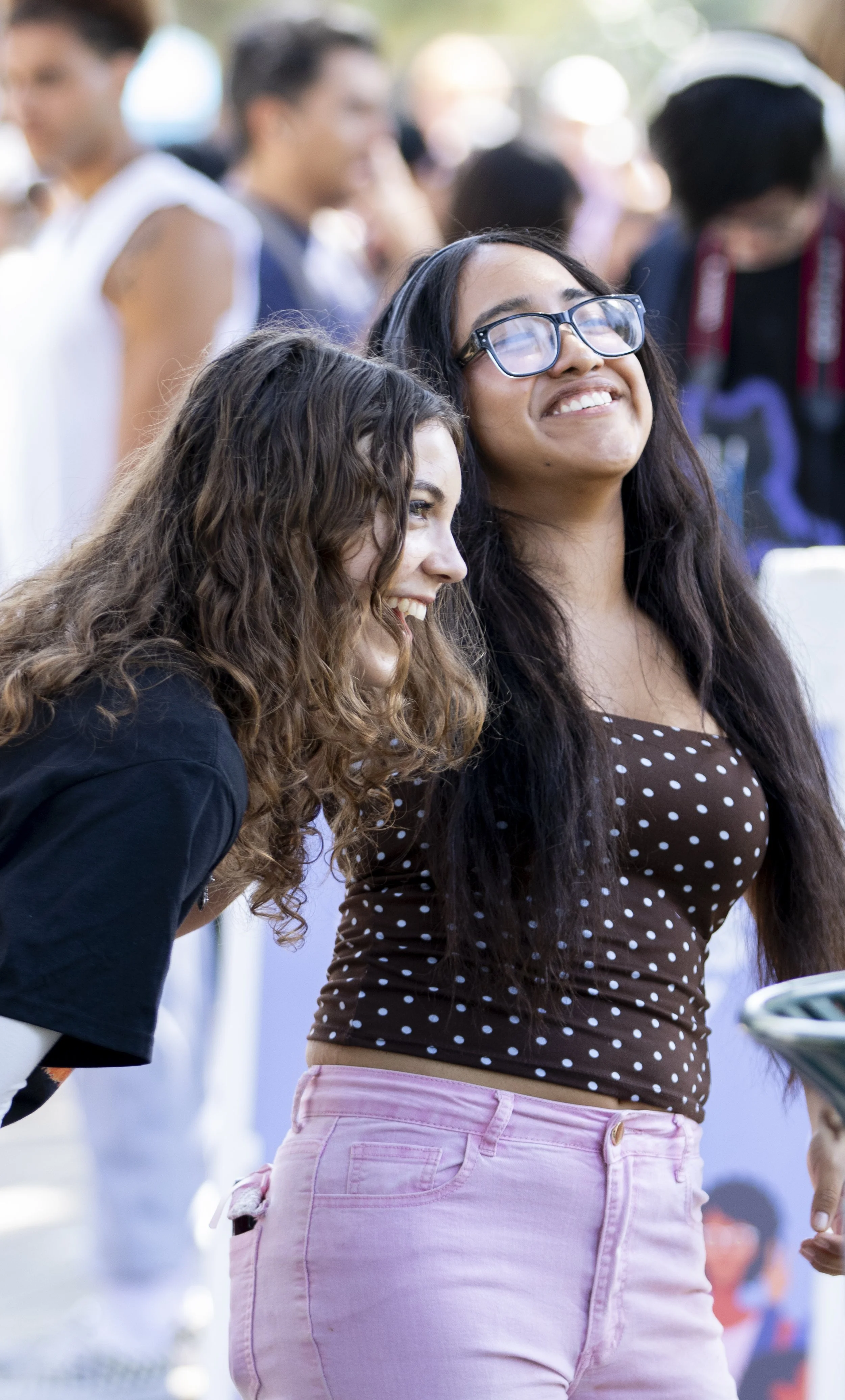  Daisy Zacarias (cq.) dances with fellow Oaxacan’s of SMC club member Isabella Opfer (cq.) at Club Awareness Day on the Santa Monica College (SMC) main campus on Thursday, March 26th, 2026. Zacarias is the Vice President of the club and was enjoying 