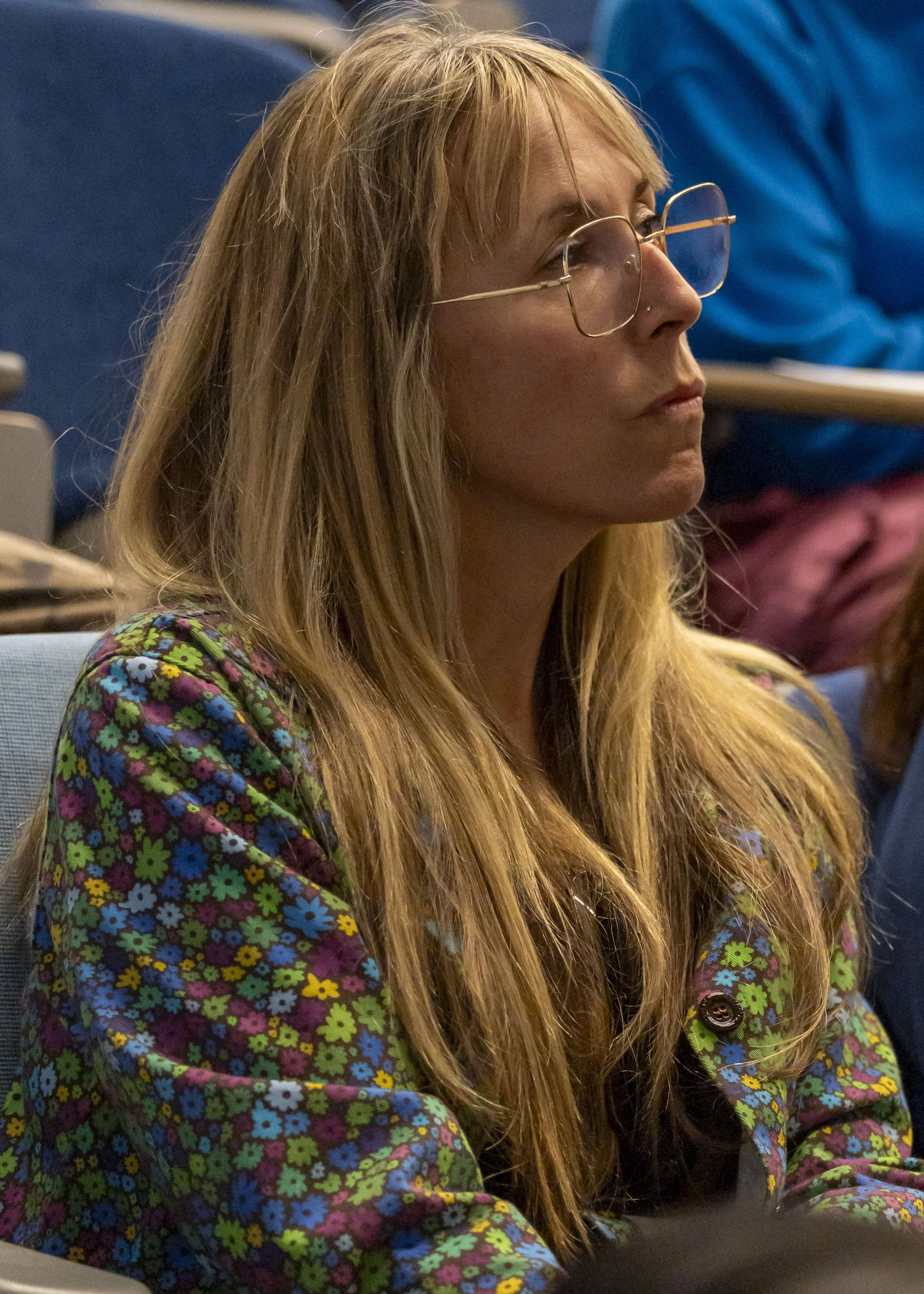  Santa Monica College (SMC) art professor Emily Silver attended in special event featuring Mexican American multidisciplinary performance artist Rafa Esparza at the SMC Student Services Center Orientation Hall in Santa Monica, Calif., on Wednesday, M