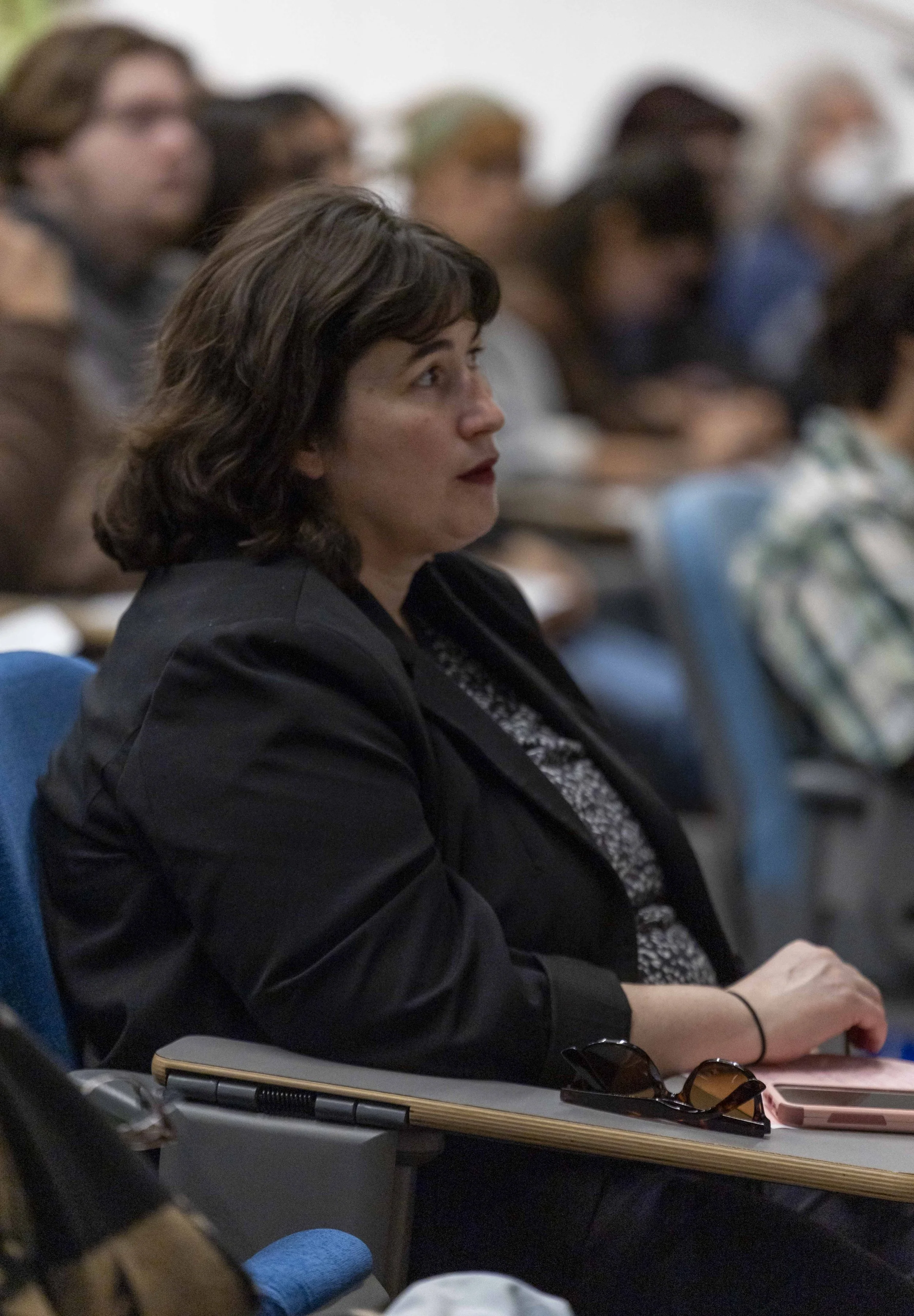  Santa Monica College (SMC) art history professor Briana Simmons attended with her students in a special event featuring Mexican American multidisciplinary performance artist Rafa Esparza at the SMC Student Services Center Orientation Hall in Santa M