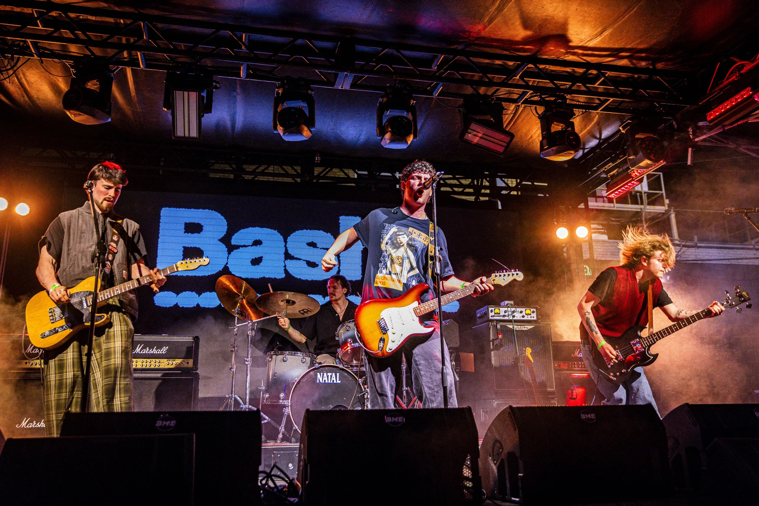  Irish rock band Basht. (cq) perform at Palm Door on Sixth as part of the British Music Embassy showcases on Wednesday, March 18, 2026, in Austin, Texas. Due to the redevelopment of the Austin Convention Center, SXSW celebrated its 40th edition this 