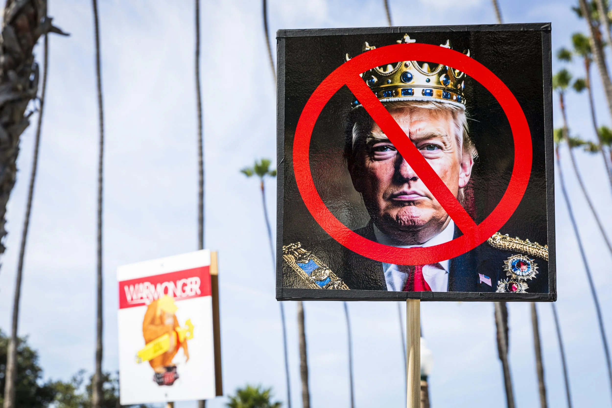  Protesters brought all sorts of signs to the “No Kings 3” rally on Palisades Park at Ocean Ave. and Montana Ave. on Saturday, March 28th, 2026, in Santa Monica, Calif. The protest, part of a nationwide movement opposing policies of President Donald 