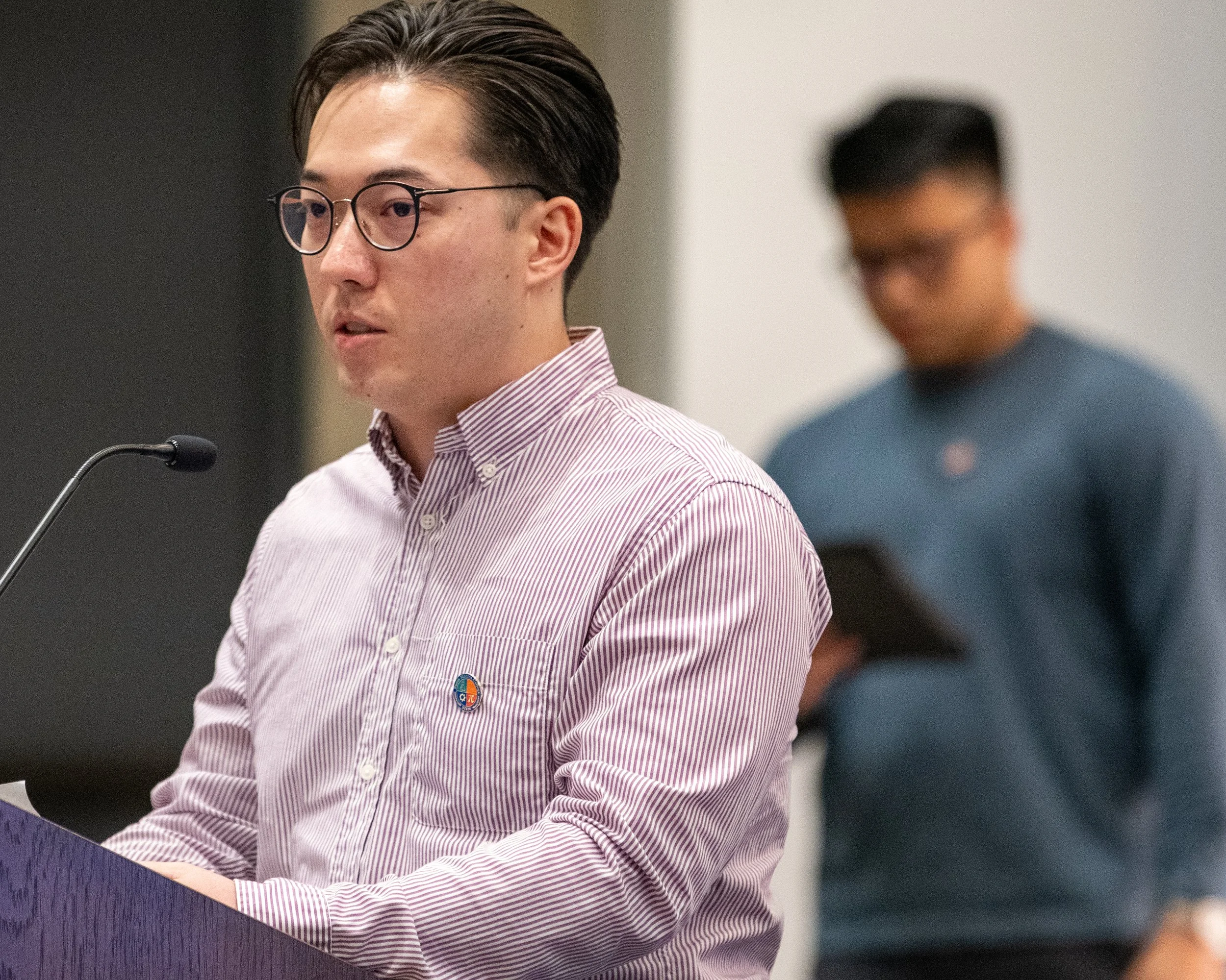 Santa Monica College (SMC) Alumni, David Warden advocating for the retention of SMC STEM Project Manager, Vanan Yahnian after the Board's desicion to eliminate 70+ jobs at SMC during the public comment portion of the Board of Trustees meeting held i