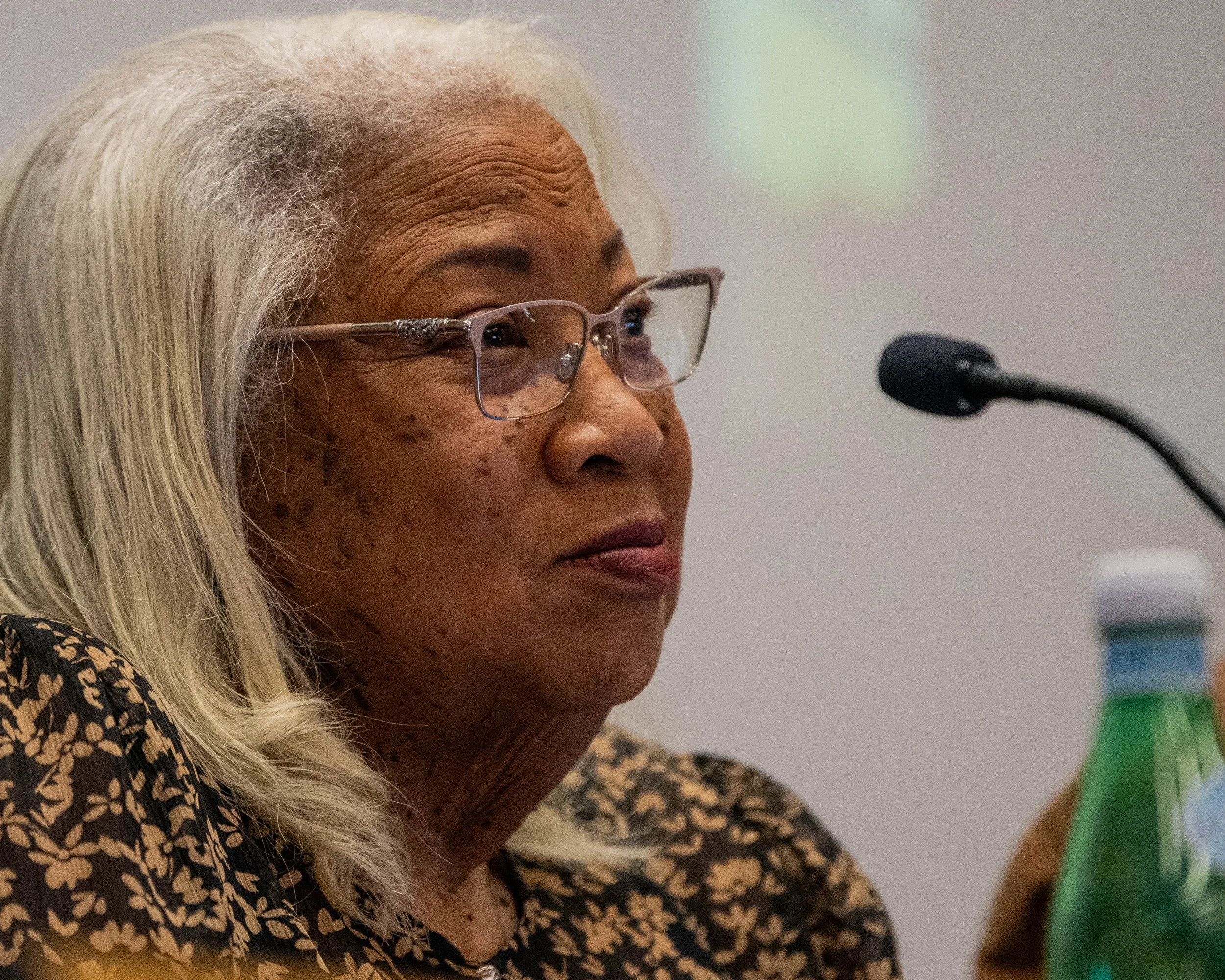 Santa Monica College (SMC) Superintendent, Kathryn Jeffery during the public comment portion of the Board of Trustees meeting held in the Orientation Hall of SMC Stendet Services Center in Santa Monica, Calif. on April 7, 2026. (Karina Custodio | Th