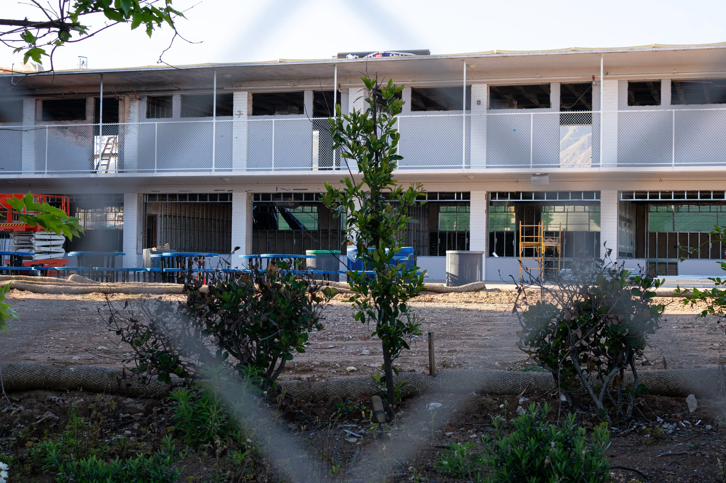  The perimeter of the original Corpus Christi Church in Pacific Palisades remains vacant following the destruction of the 2025 Palisades Fire, Monday, April 6, 2026, in Los Angeles, Calif. While minor site preparations have begun, the congregation es
