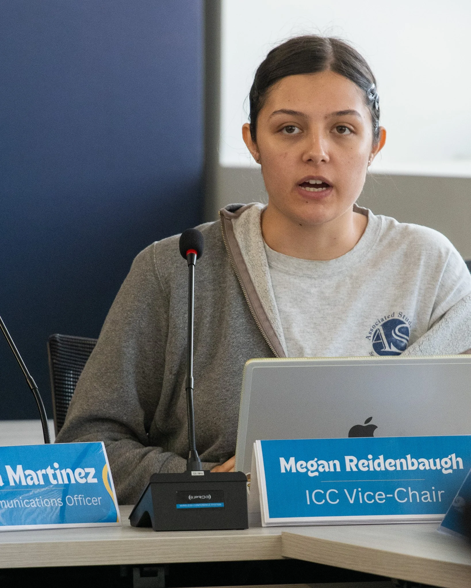  Santa Monica College ICC Vice- Chiar, Megan Reifenbaurgh adressing Major Action items for club fiscal leads over $1'000 during the Associated Students Board of Directors meeting at at SMC Cayton Center Computer Lab on April 27, 2026 in Santa Monica,