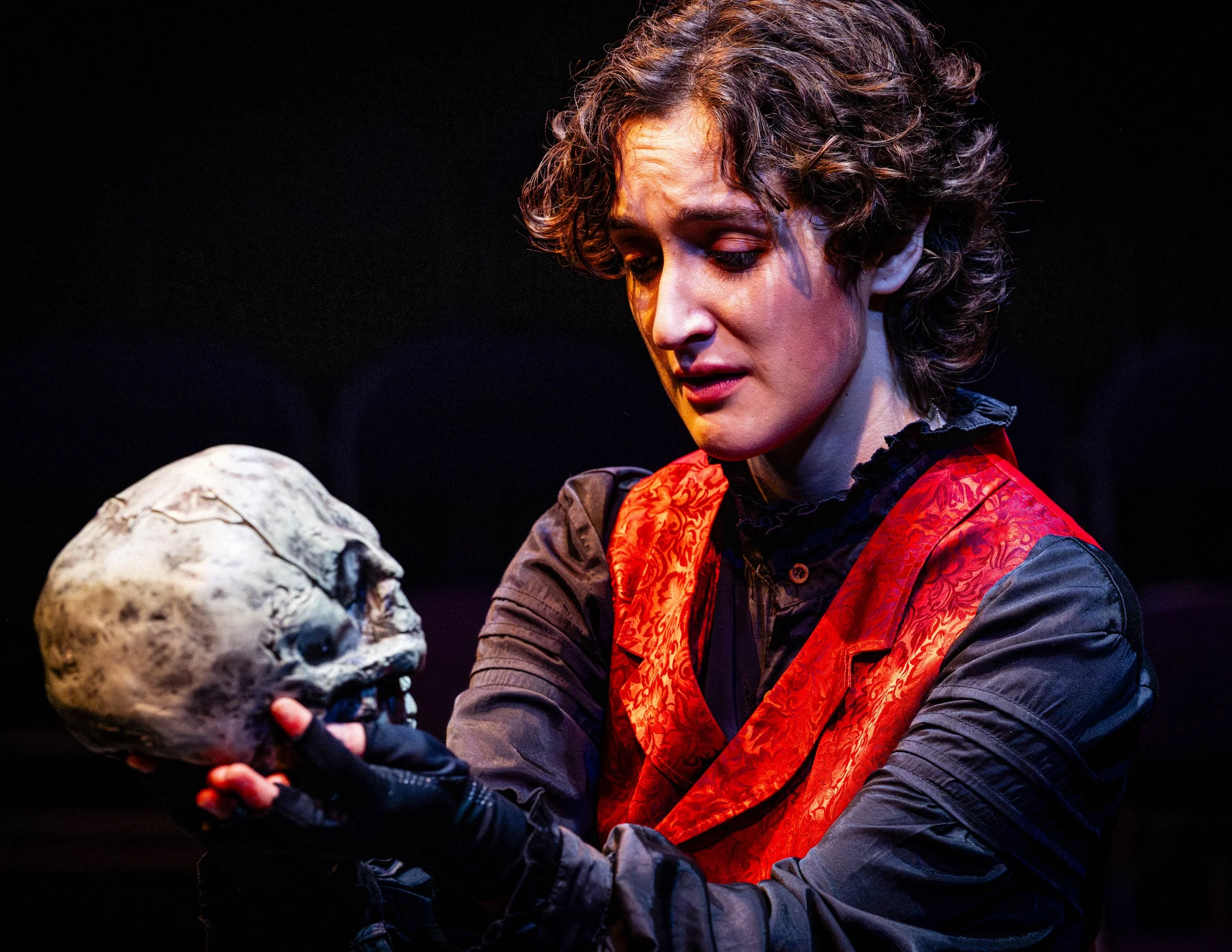  Actor Daniella Talleda as Hamlet during a dress rehearsal for “Hamletta” on Wednesday, April 8, 2026, at the Theatre Arts Studio Stage in the Santa Monica College (SMC) Main Campus in Santa Monica, Calif. Adapted by Dr. Adrianne Harrop and presented