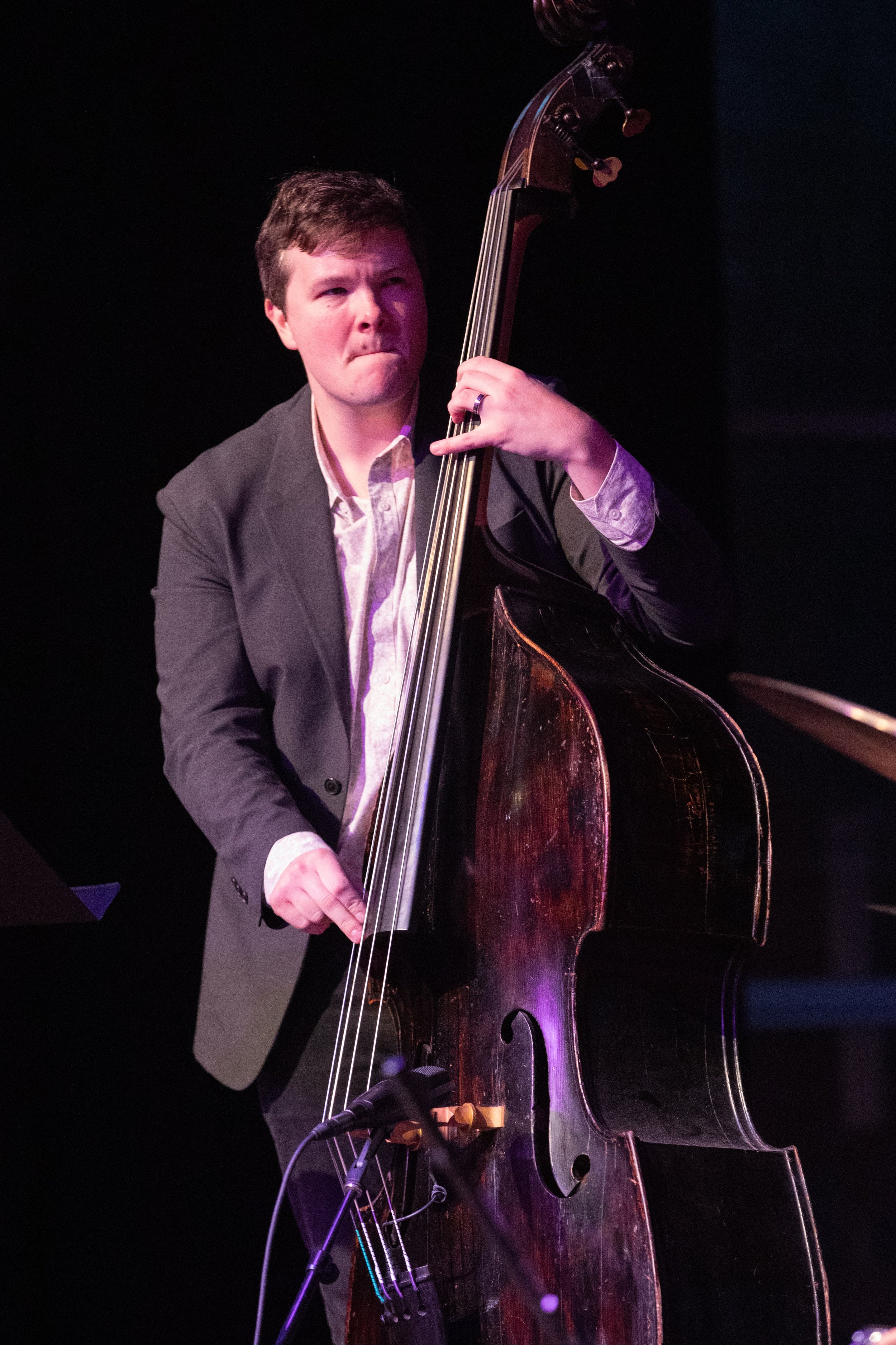 Bassist Dan Chmielinski plays during the Friday Night Jazz Series featuring world-renowned jazz drummer Carl Allen at the Santa Monica College Performing Arts Center in Santa Monica, Calif., on Friday, April 3, 2026. The show is organized by the San