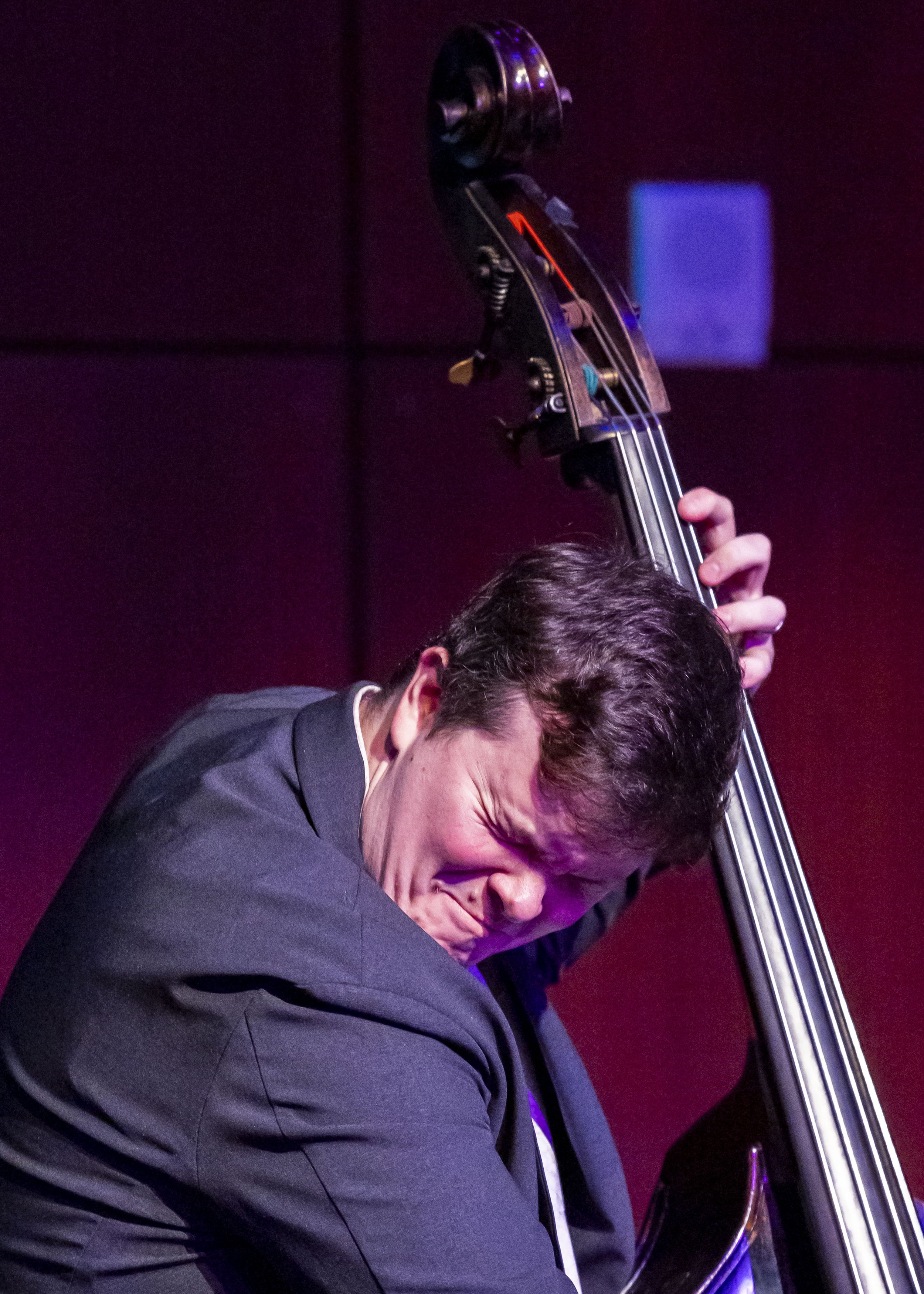  Dan Chmielinski performed during the Friday Jazz Night Series at the Music Hall at the Monica College Performing Arts Center in Santa Monica, Calif., on Friday, April 3, 2026. Chmielinski played bass during the performance and is a New York-based ja