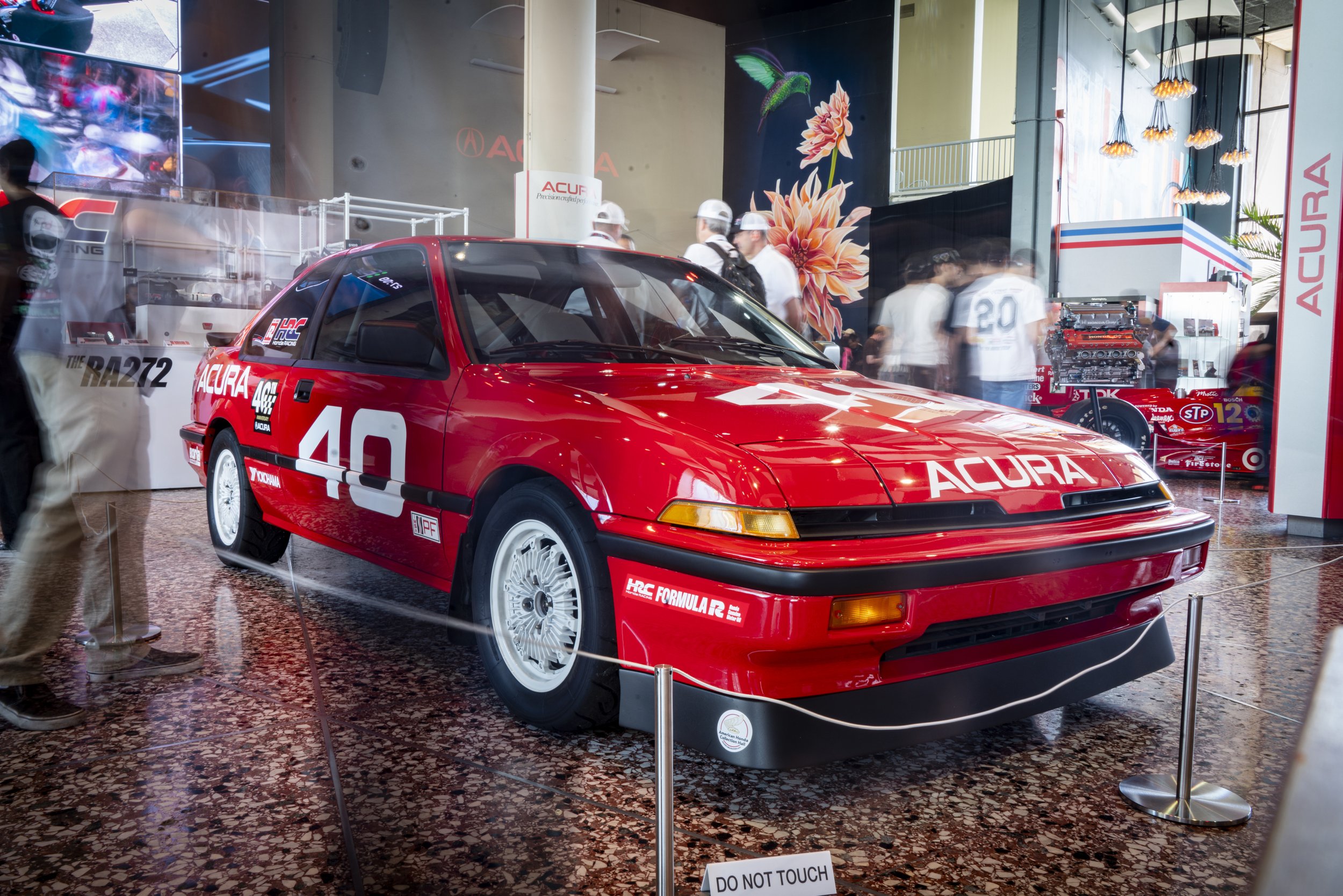  Acura celebrates its 40th anniversary with a rebuilt Rio Red Matalic Acura Integra (#40) Racer, a special tribute to its first race car it honors the original first generation  Comptech Integra that won mulitple International Motor Sports Associatio
