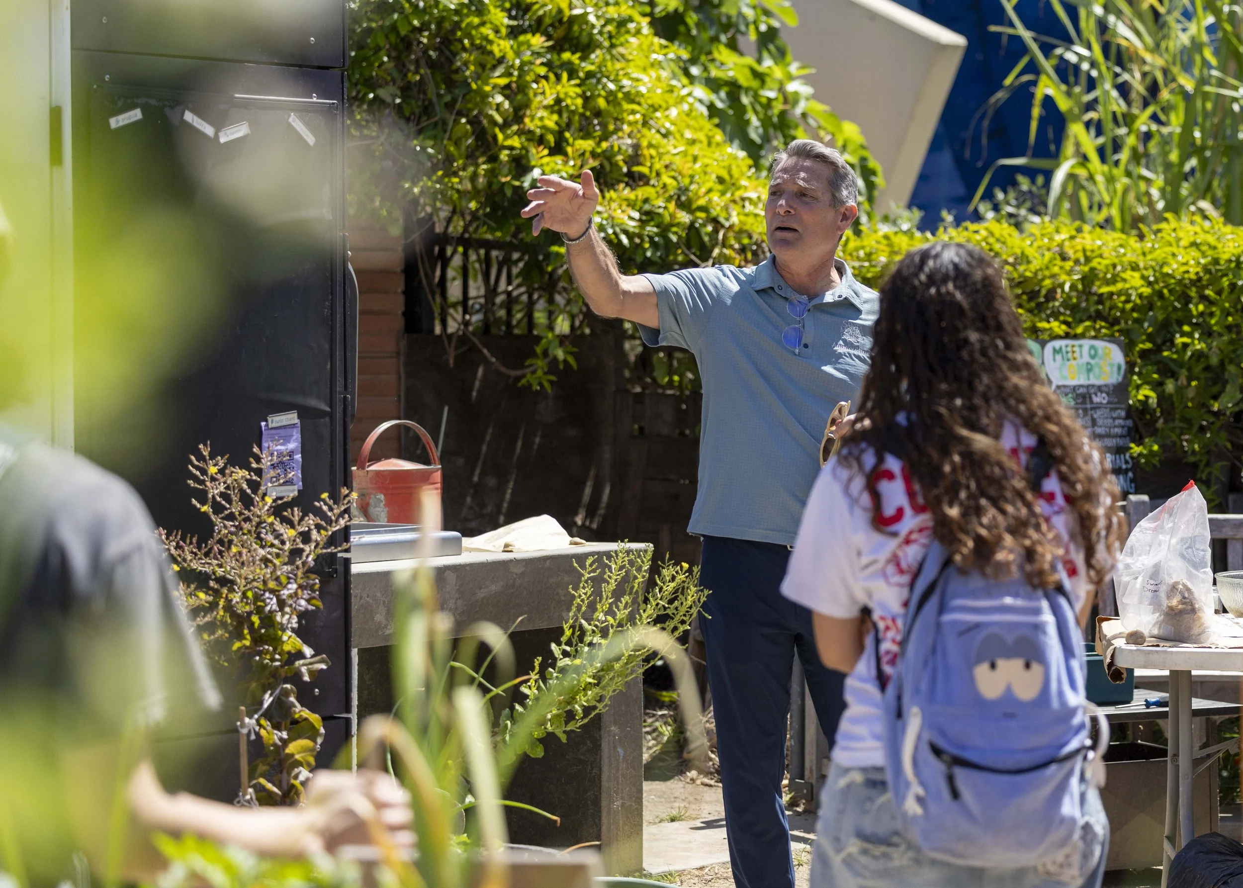  Santa Monica College director of sustainability Ferris Kawar during the Garden & Grow event on Earth Day at the SMC Organic Garden on the main campus in Santa Monica, Calif., on Wednesday, April 22, 2026.Students learned how to save and plant seeds 