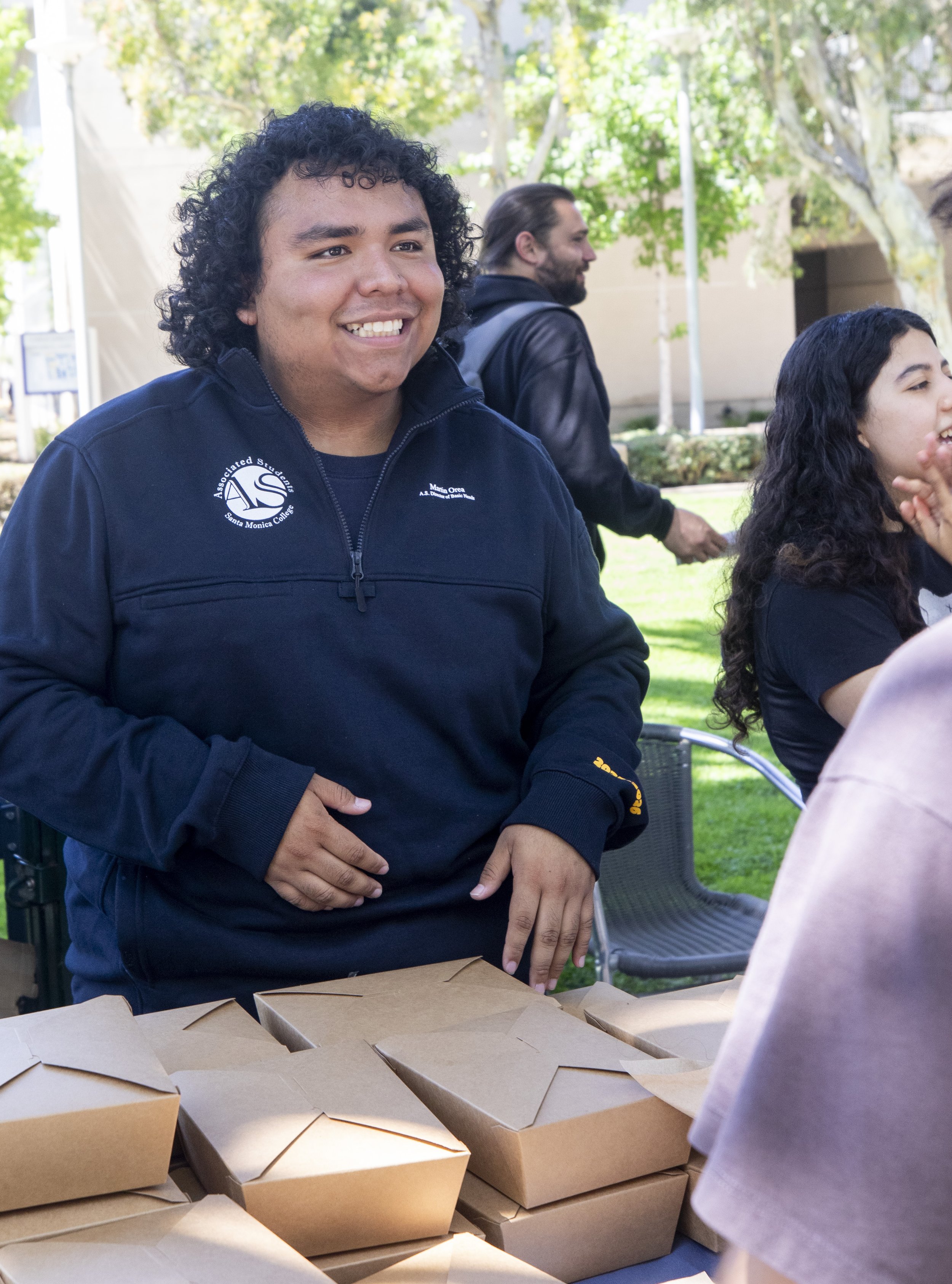  Santa Monica College (SMC) Associated Students (AS) Director of Basic Needs Martin Orea (cq.) hands out vegan sandwiches to students at the Sustainability Fest on the SMC main campus quad on Thursday, April 23rd, 2026. Students could choose between 