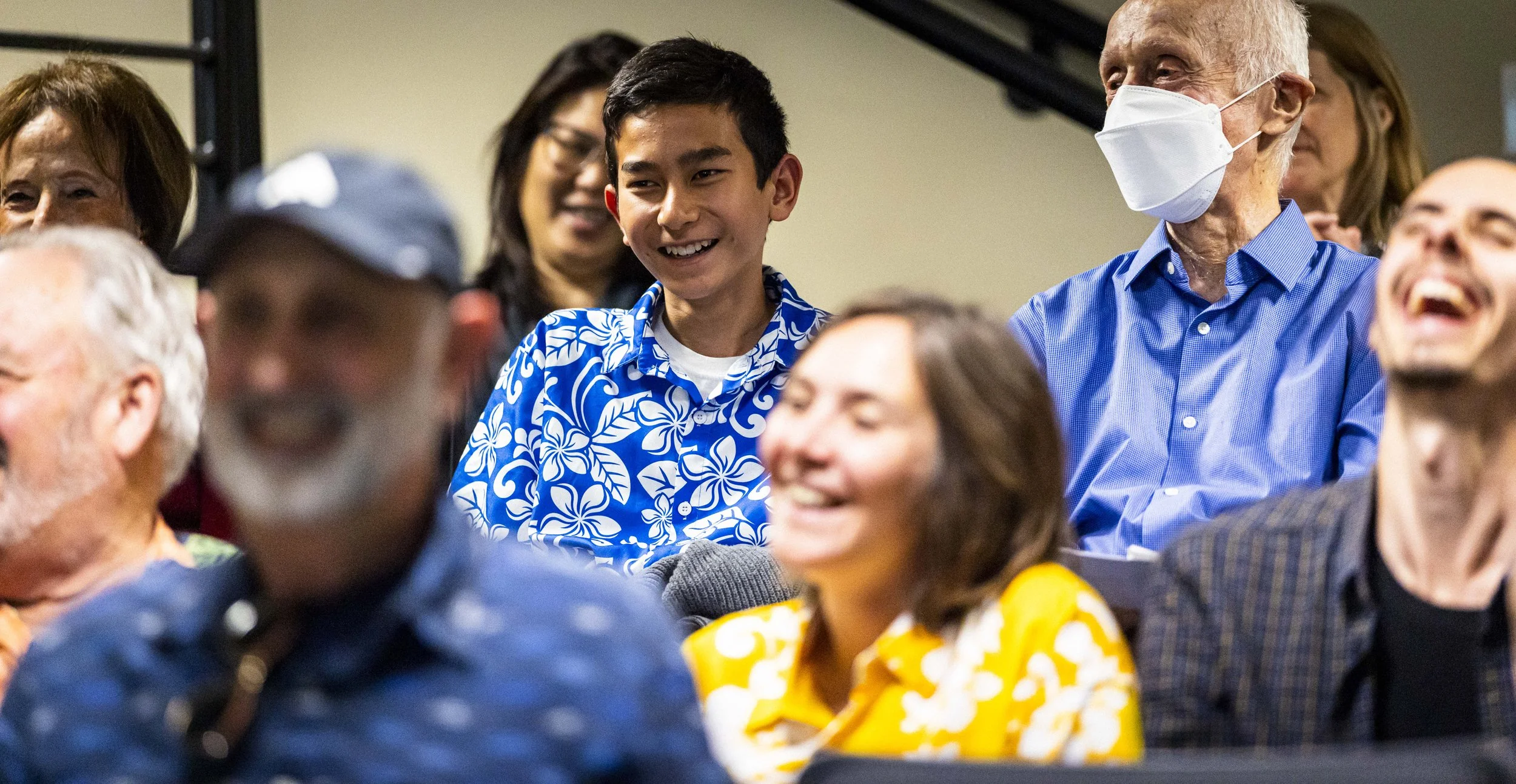  Filmmaker Dylan Langendorf (C), a 13 year-old student at Portola Middle School, among the audience before the screenings at “Earth Day at Emeritus” in the Auditorium at Santa Monica College’s (SMC) Emeritus Campus on Wednesday, April 22, 2026, in Sa